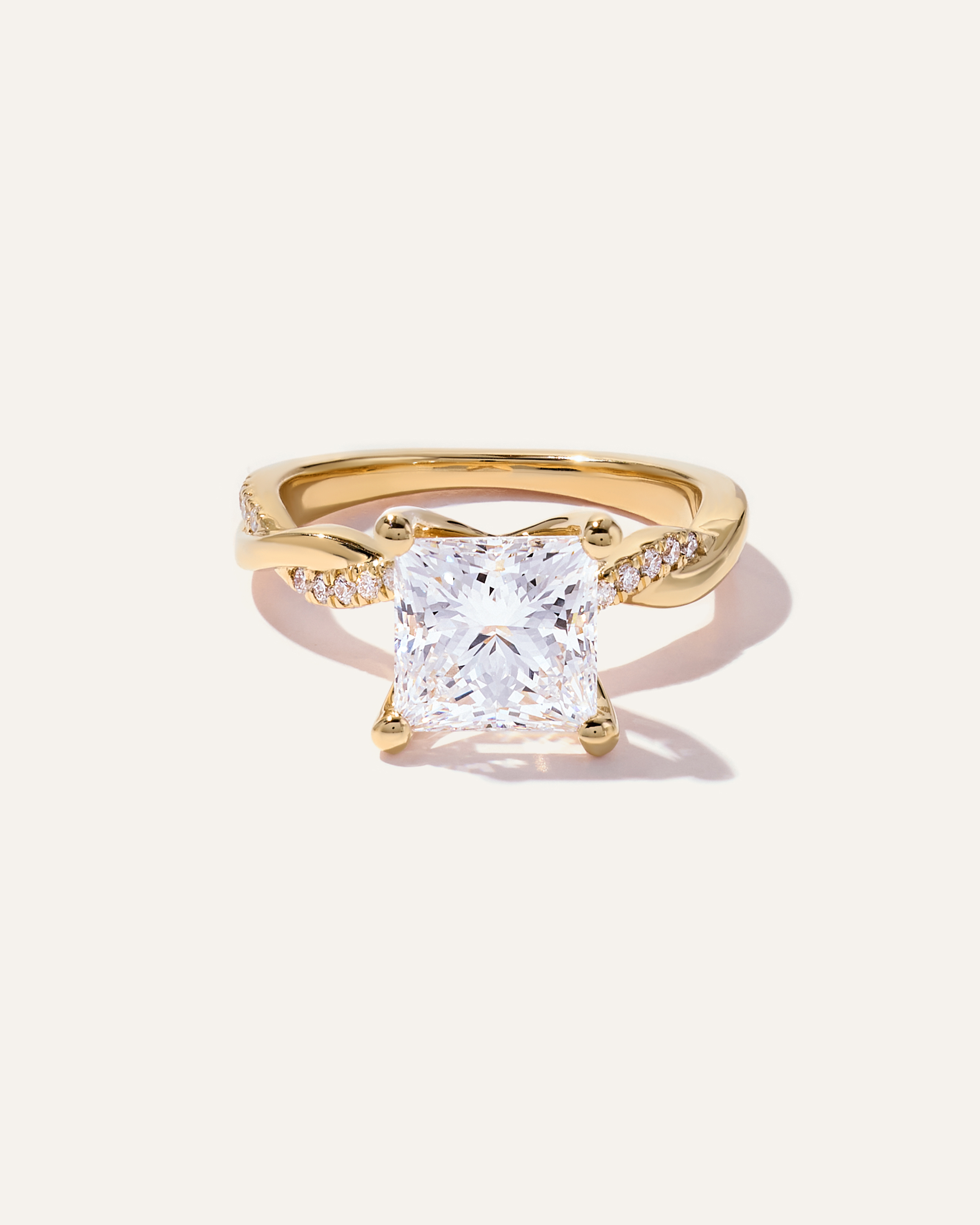 Yellow Gold Lab Grown Diamond Princess Twisted Engagement Ring