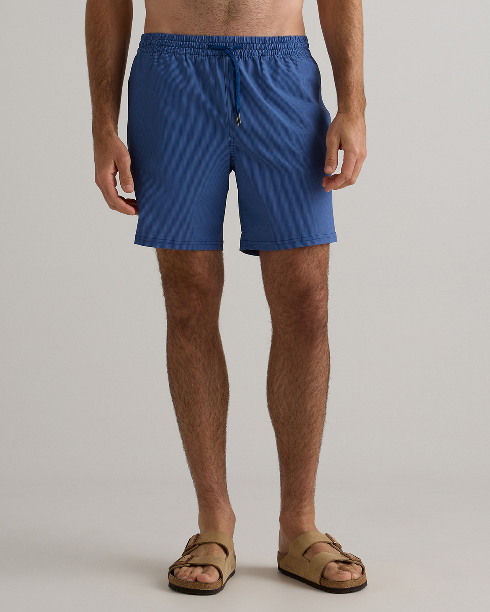 Navy Tonal Stripe Italian Swim Trunk