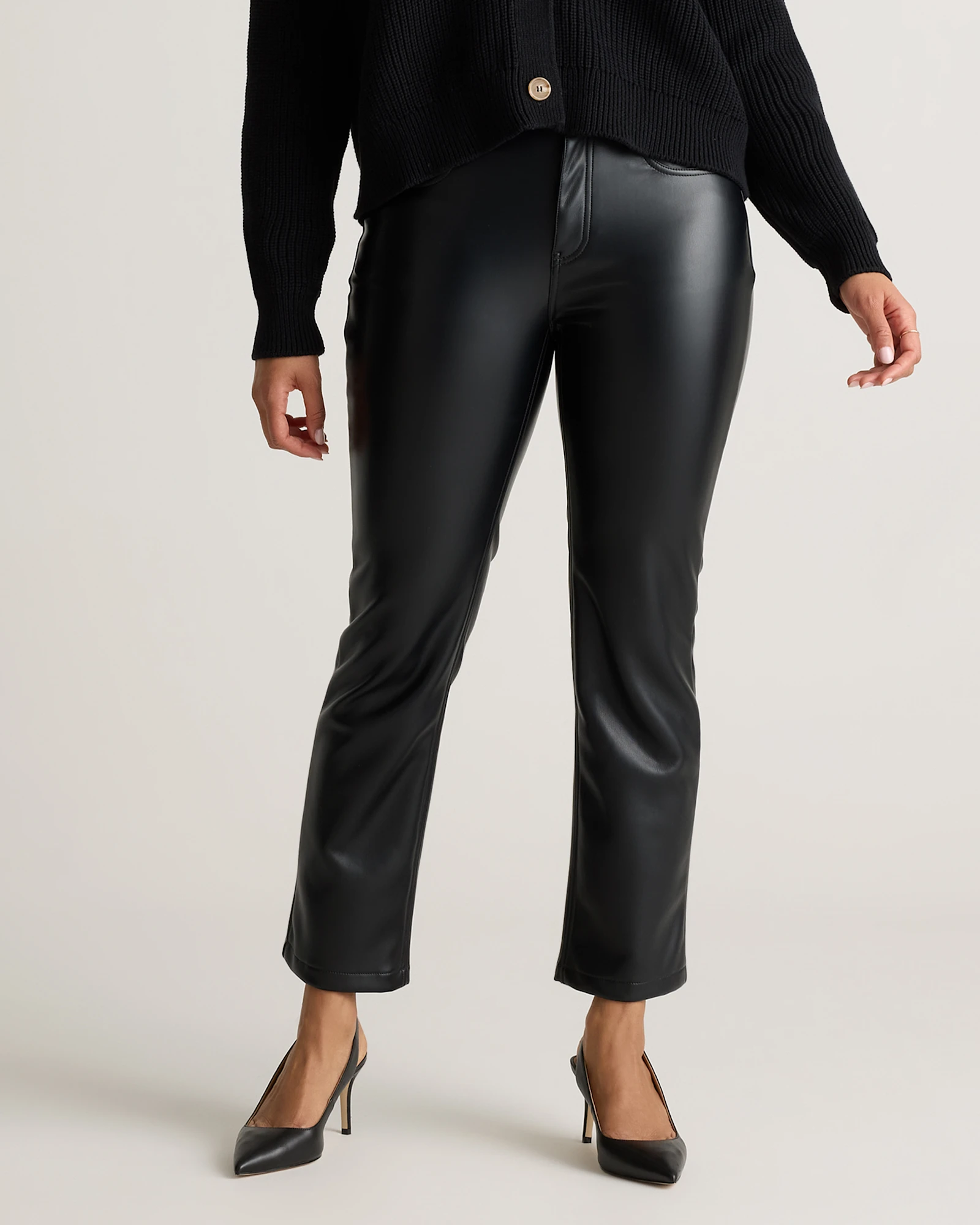 Vegan Leather Straight Leg Pants
