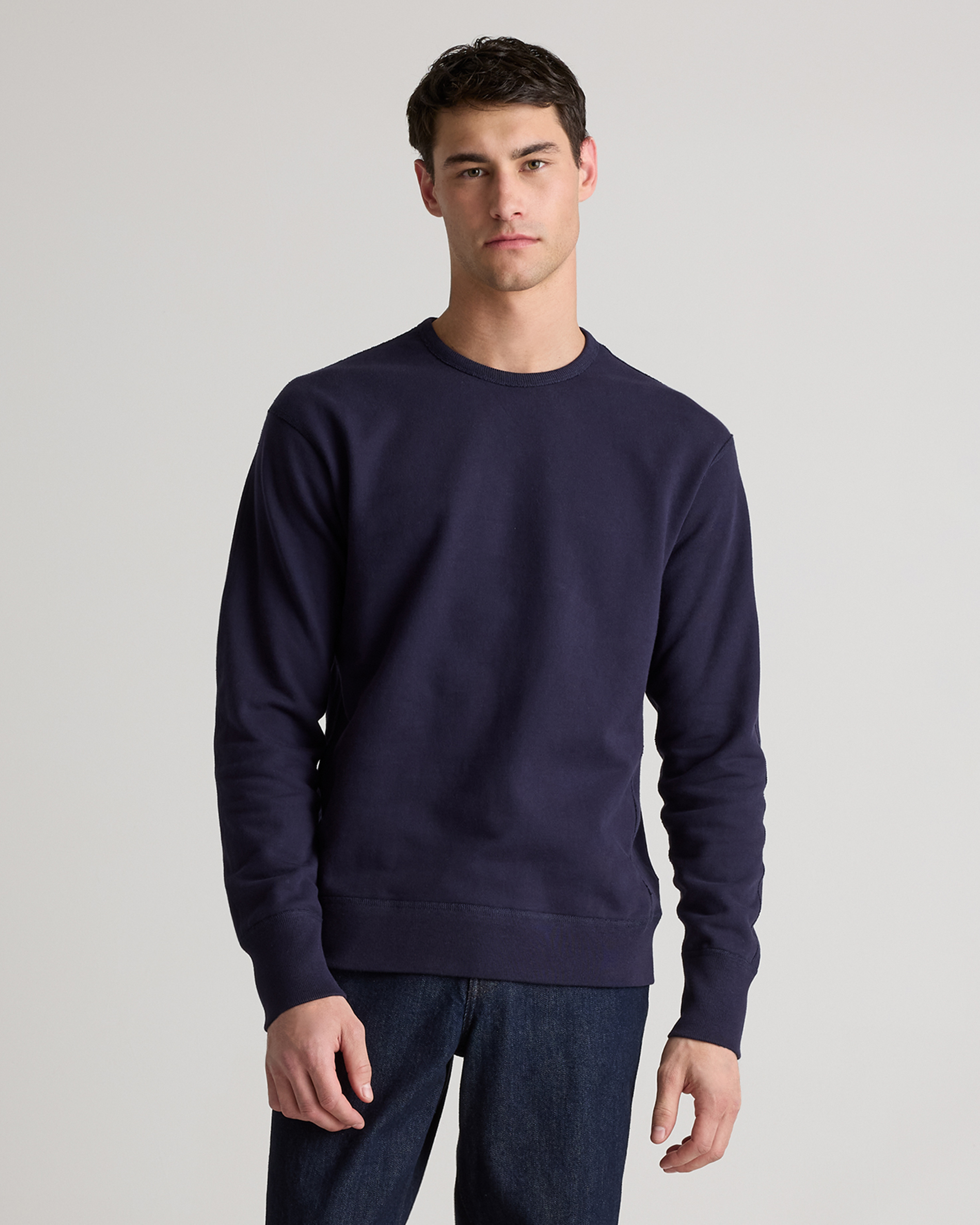 Deep Navy Organic Midweight French Terry Crewneck