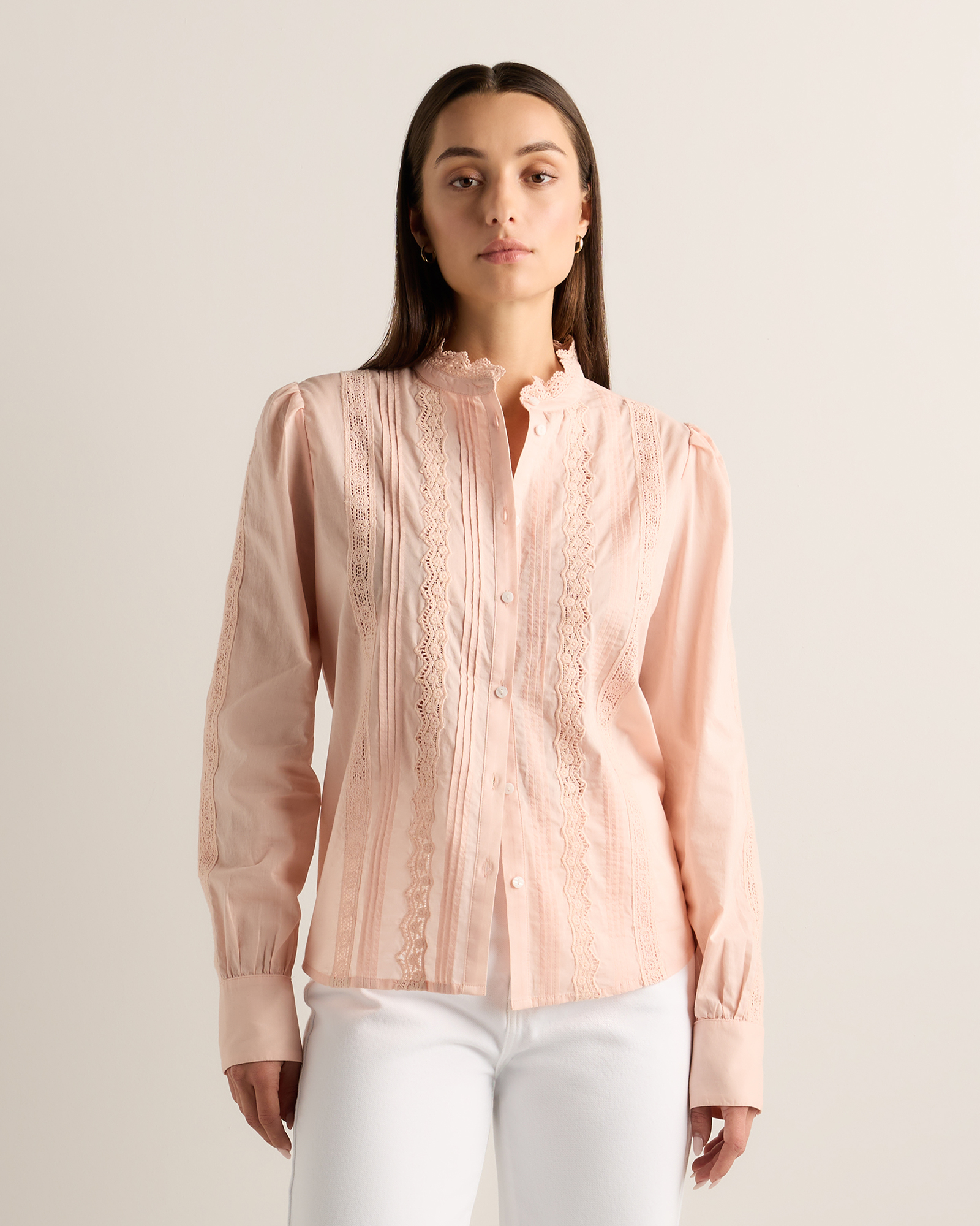 Ballet Slipper Organic Cotton Voile Lace Detail Blouse