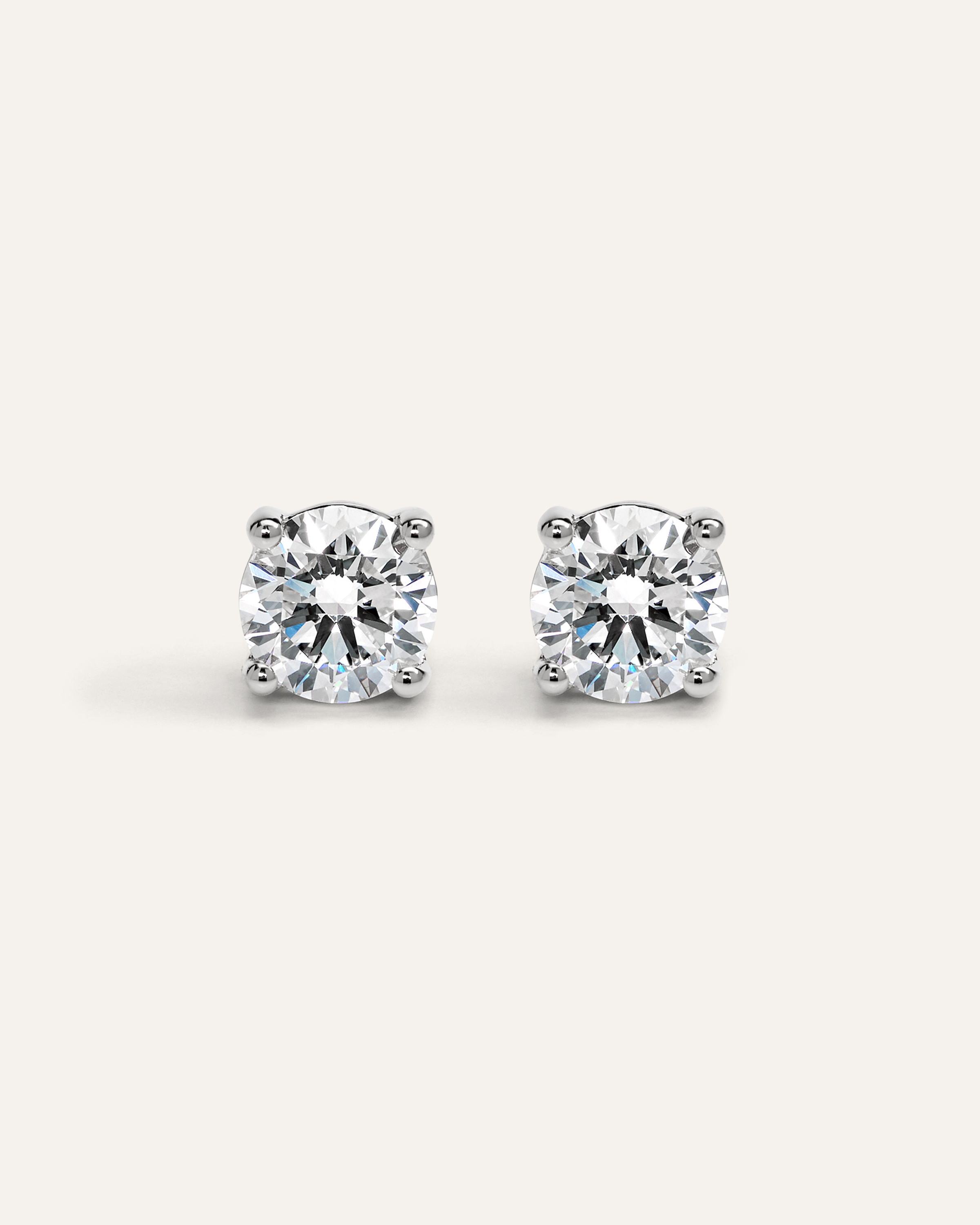 White Gold 14K Gold Lab Grown Diamond Four-Prong Solitaire Studs - 4ctw