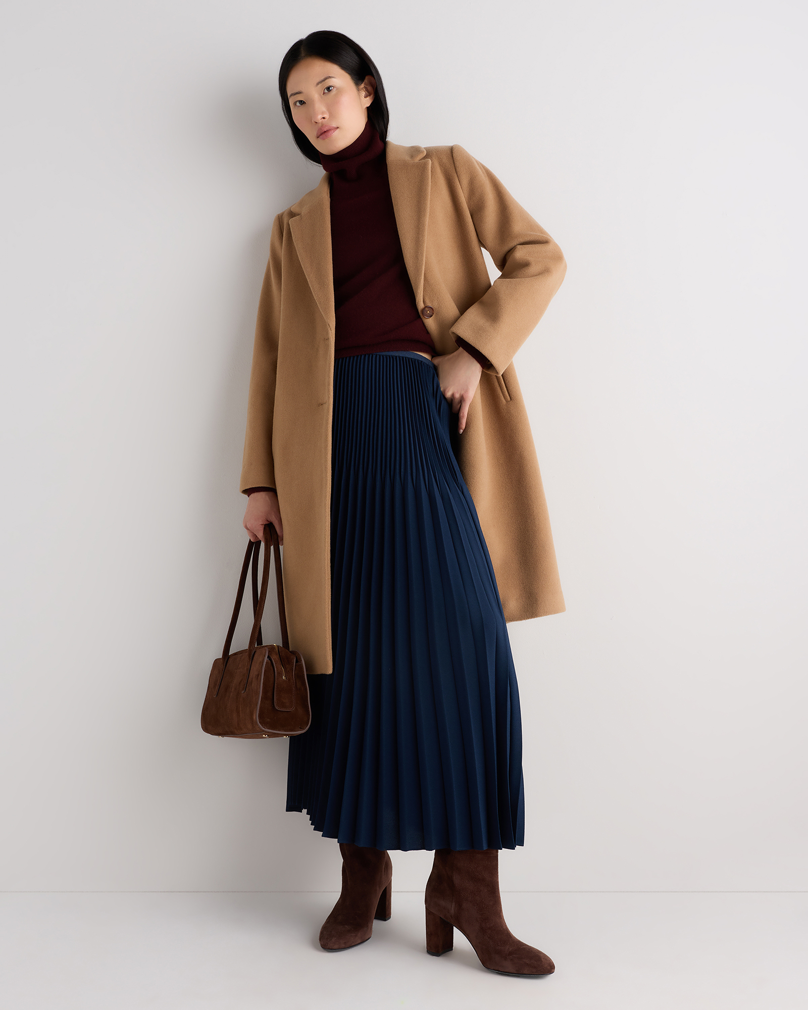 Caramel Wool Cashmere Classic Single-Breasted Coat