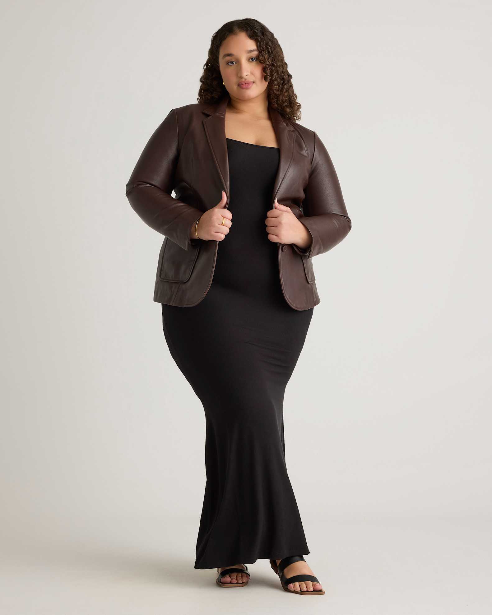 Tencel Rib Knit Maxi Slip Dress - Plus Size in Black Tencel Rib Knit Maxi Slip Dress - Plus Size in Black