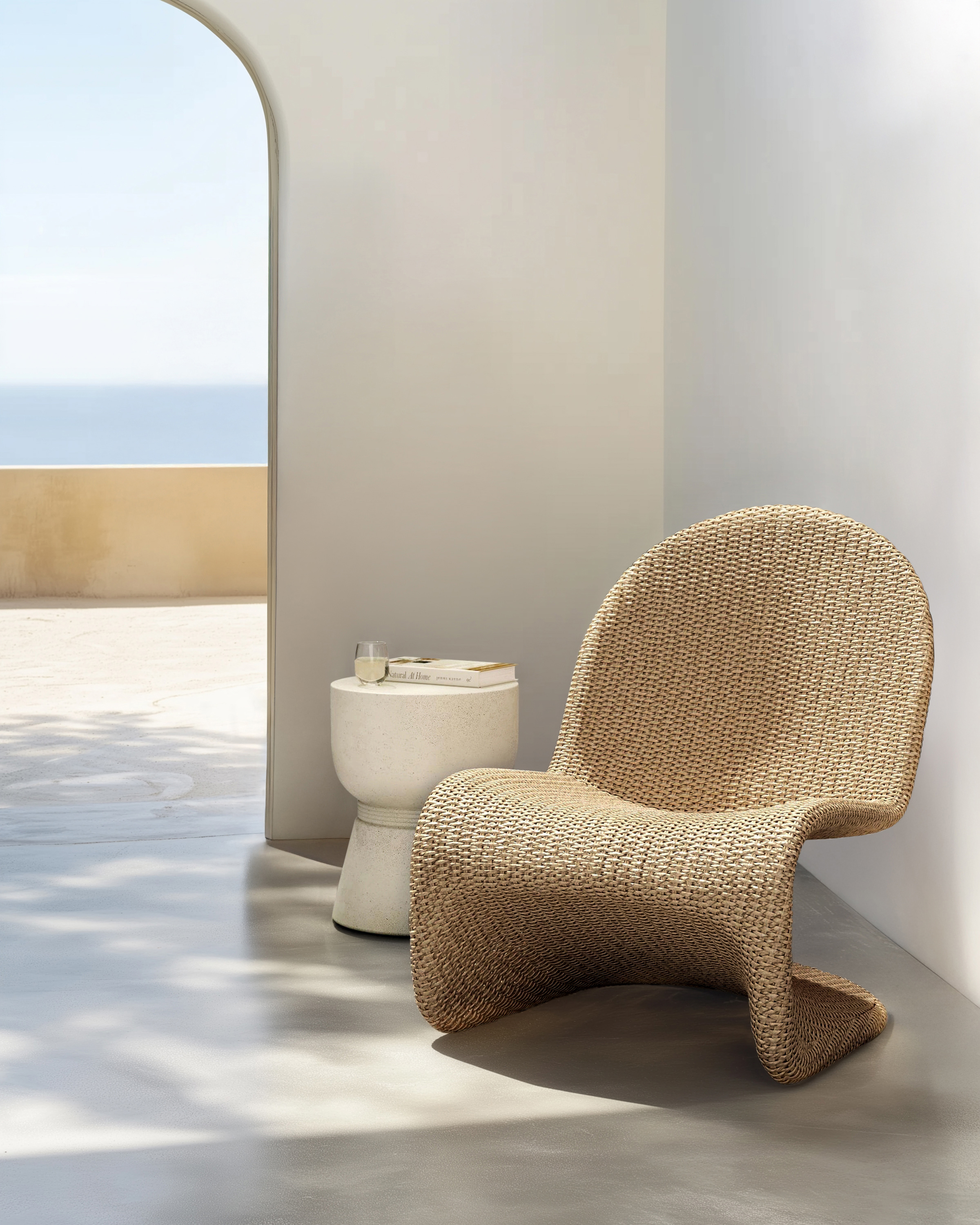 Curved All-Weather Wicker Indoor/Outdoor Lounge Chair - thumbnail 2