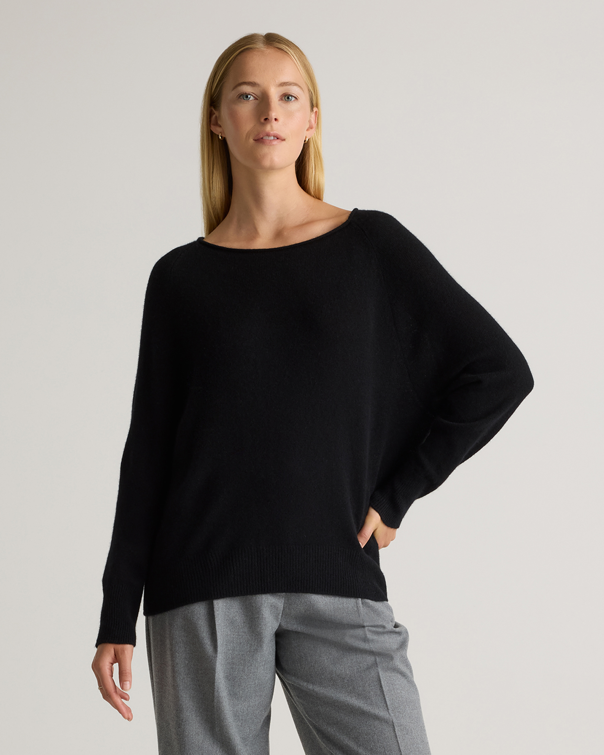 Quince Women's Mongolian Cashmere Boatneck Sweater In Black