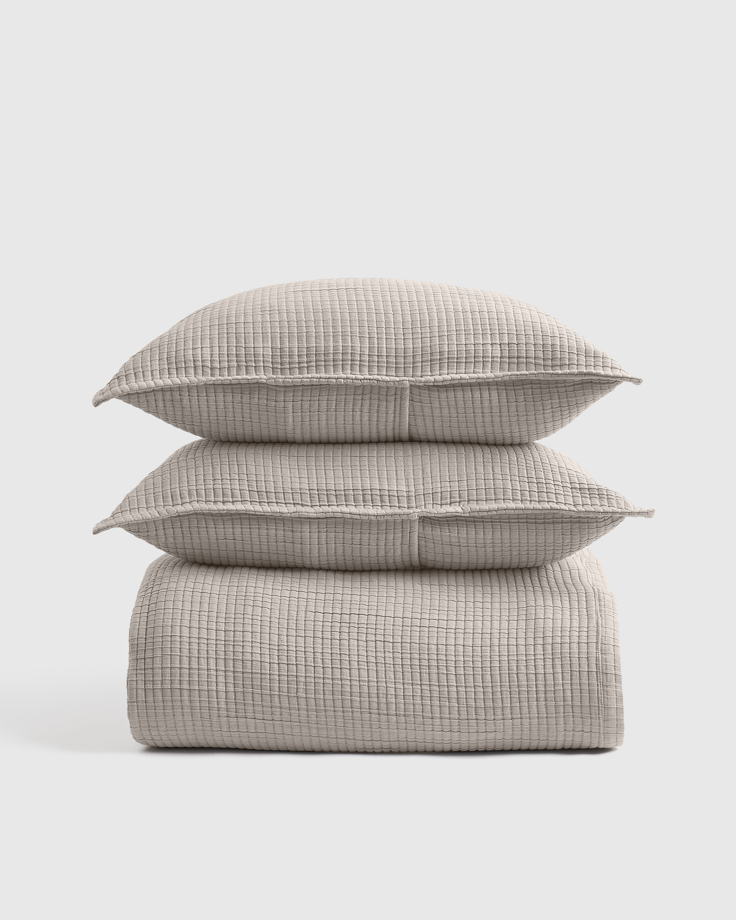 Sand Organic Ribbed Cotton Coverlet Set