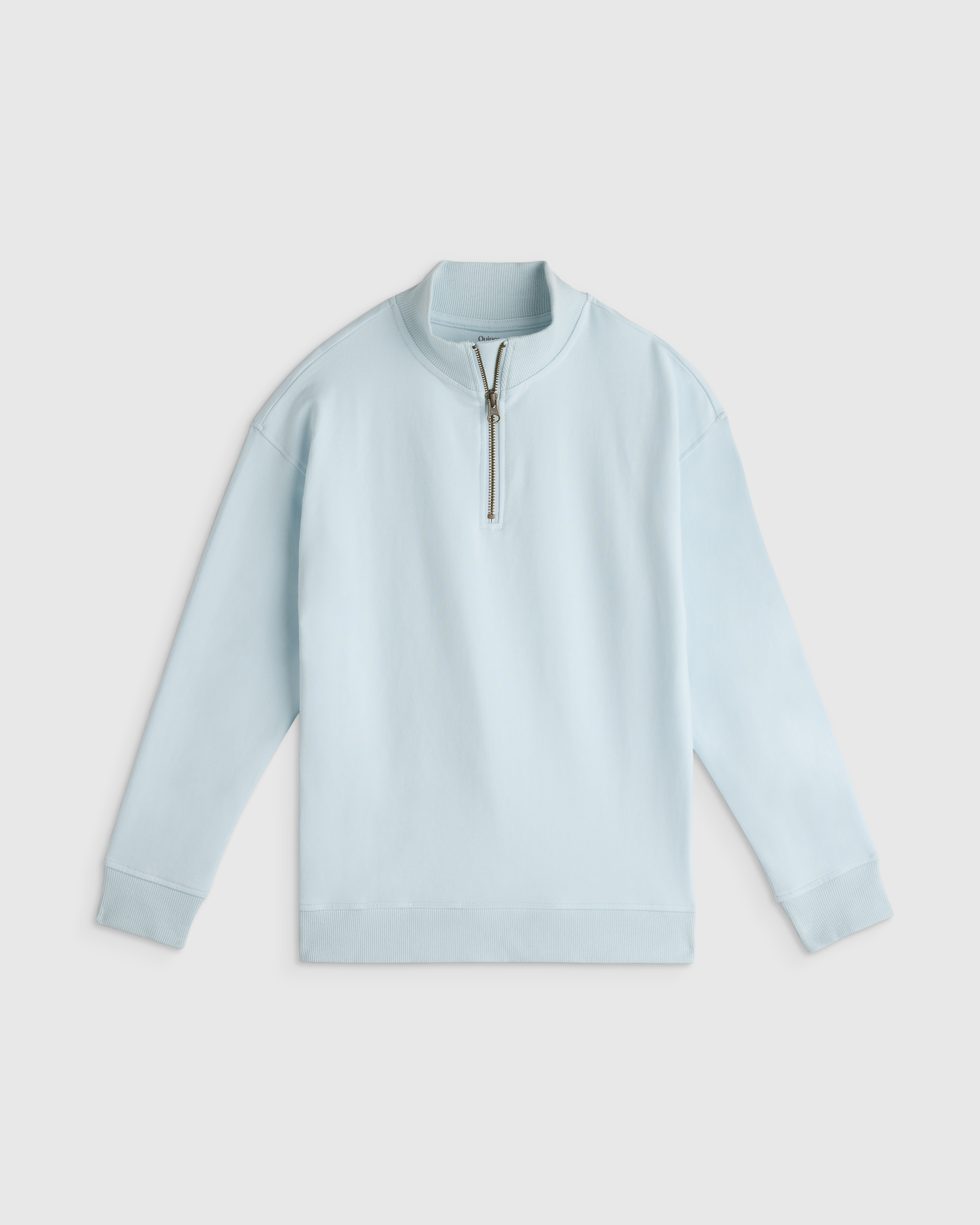 Soft Blue Organic Cotton French Terry Quarter-Zip