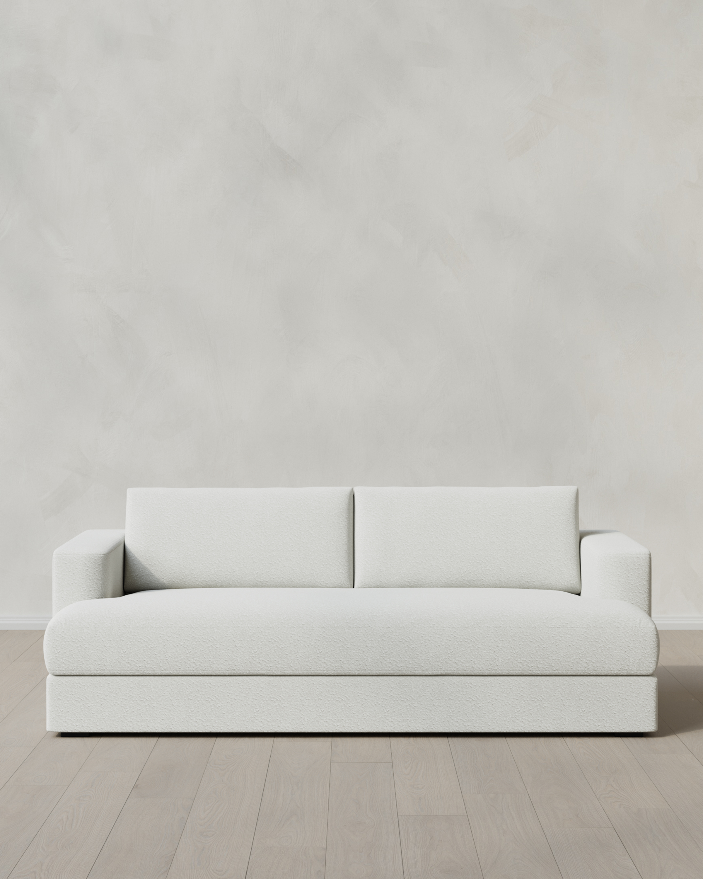 Cloud White Sierra Curved Arm Sofa in Performance Boucle