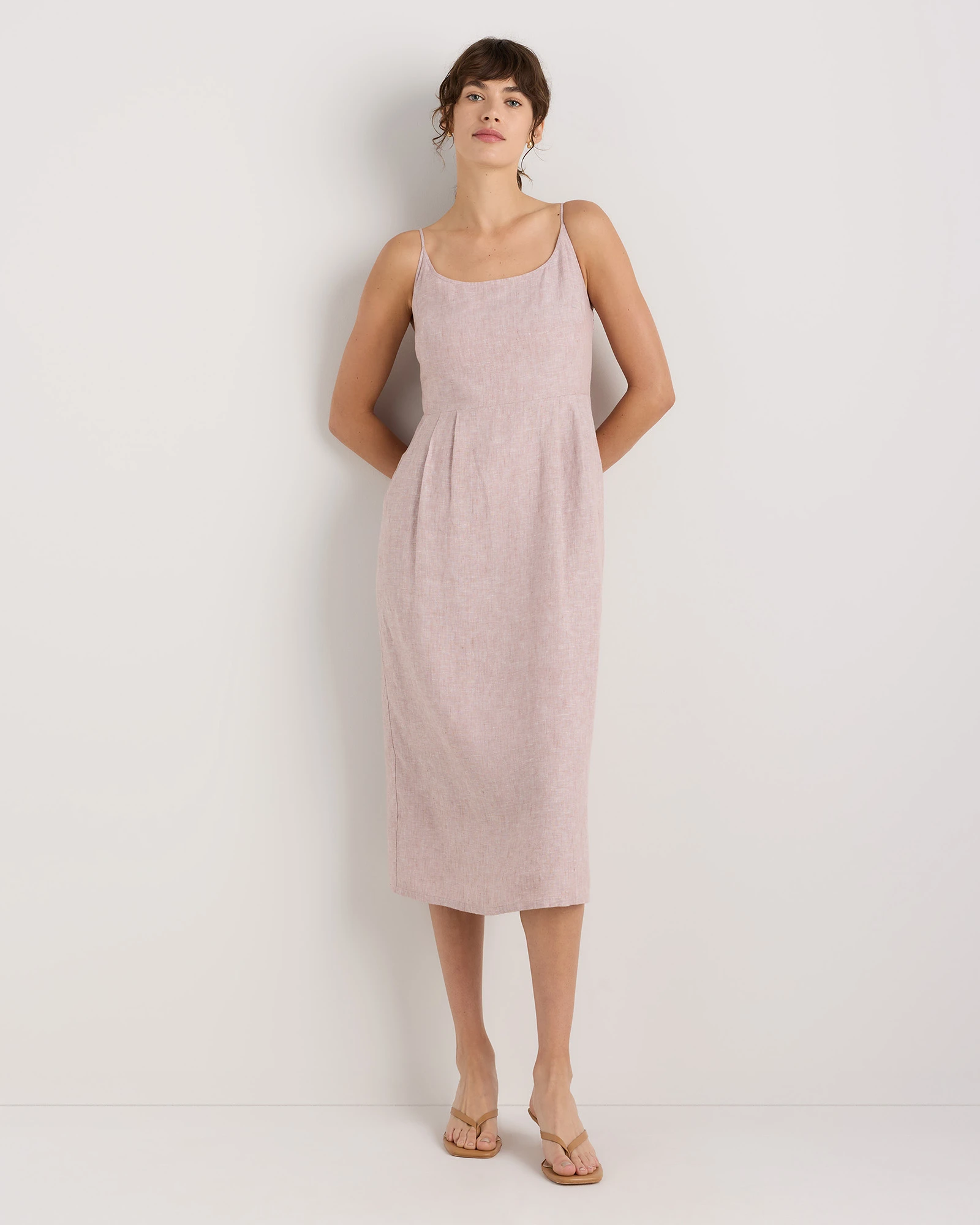quince linen corset dress Women's 100% European Linen Corset Midi Dress in Black, Size Small by Quince