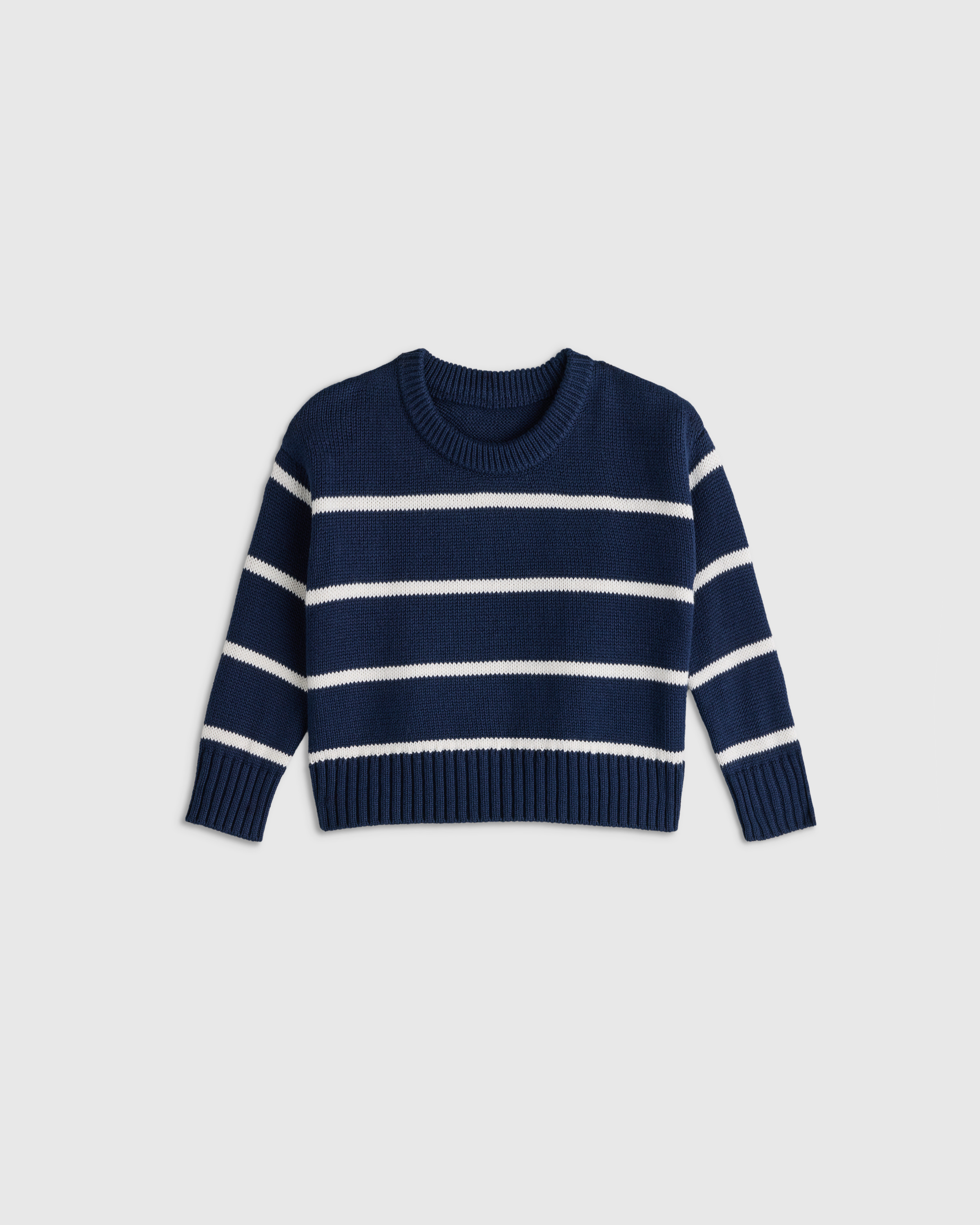 Navy/White 100% Organic Cotton Crewneck Sweater