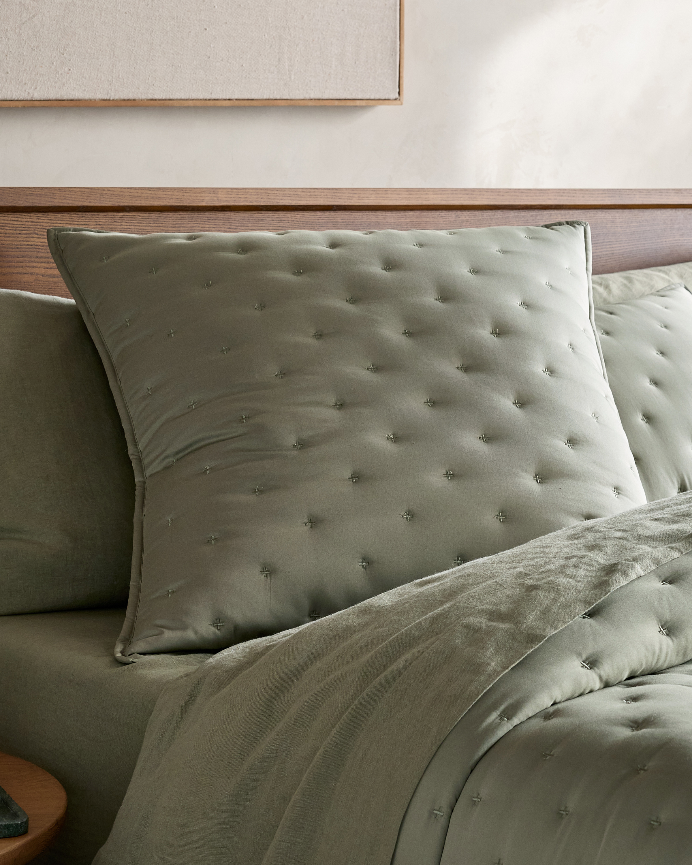 Sage Bamboo Dream Quilted Square Pillowcase