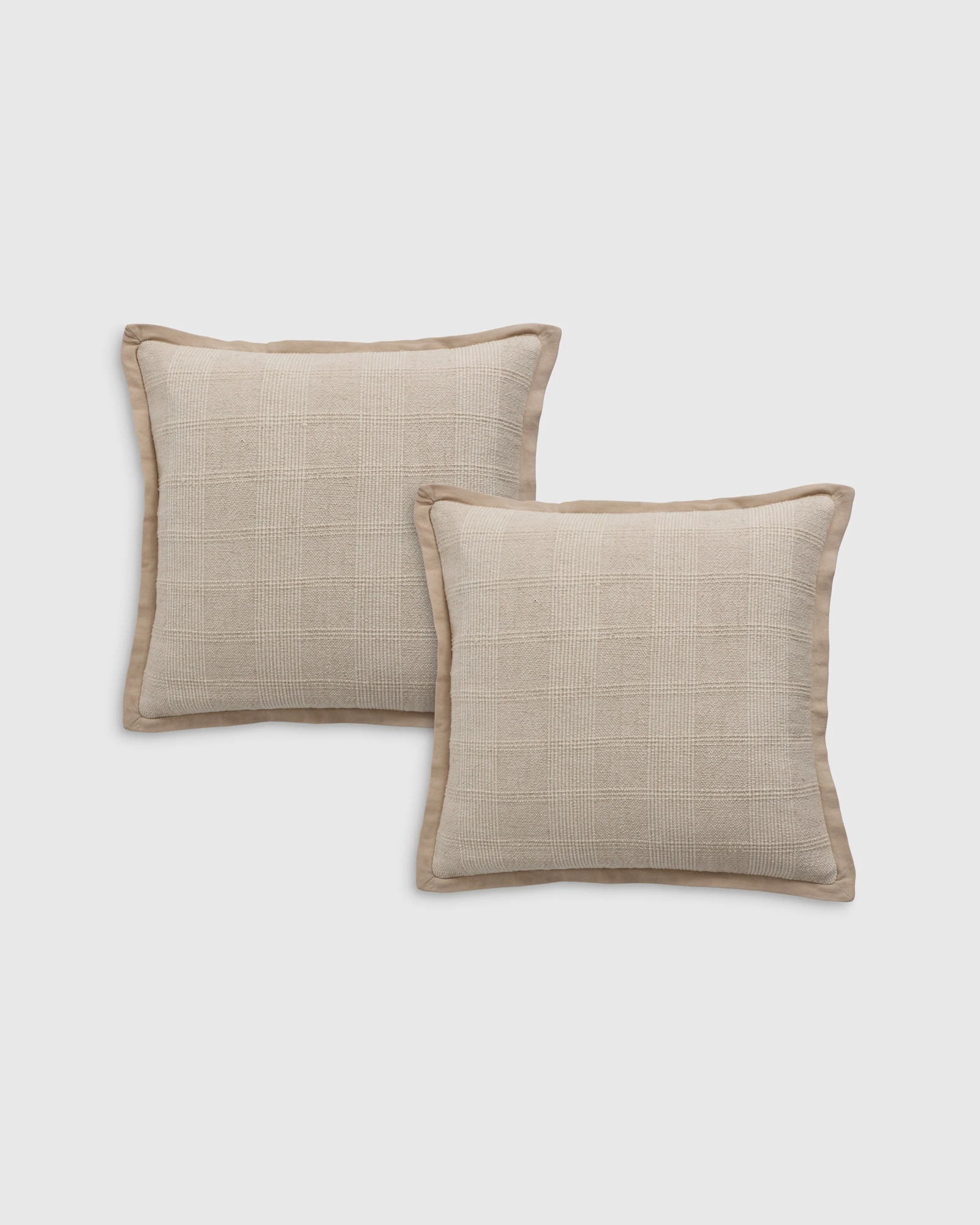 Plaid Contrast Flange Edge Pillow Cover (Set of 2)