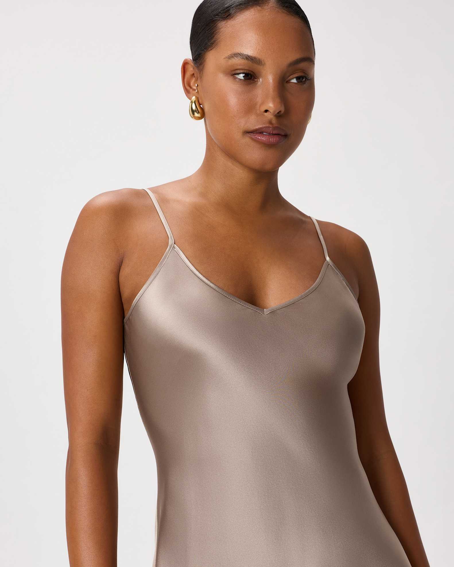 100% Washable Silk Slip Dress in Morel Grey 100% Washable Silk Slip Dress in Morel Grey