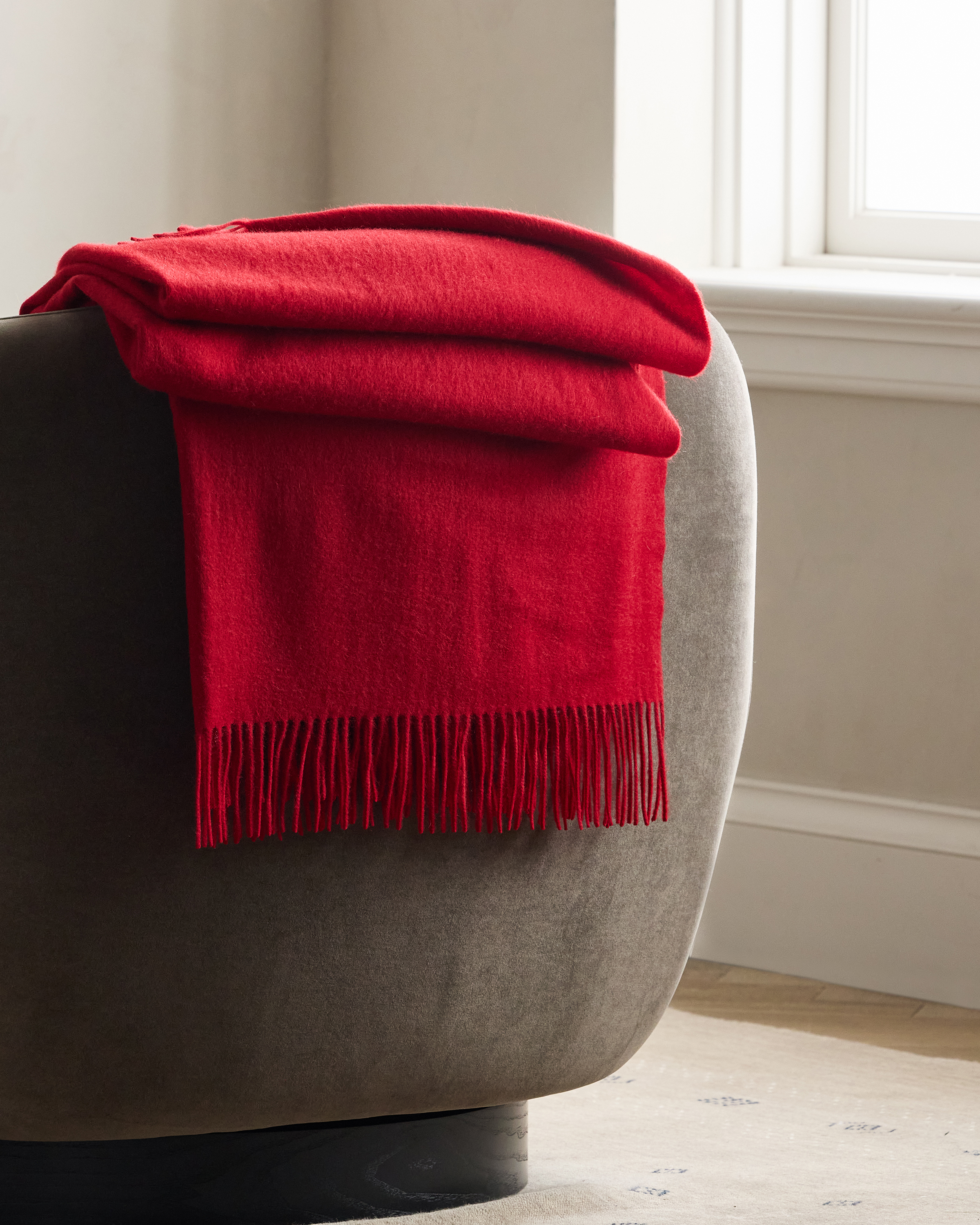 Varsity Red Mongolian Cashmere Throw