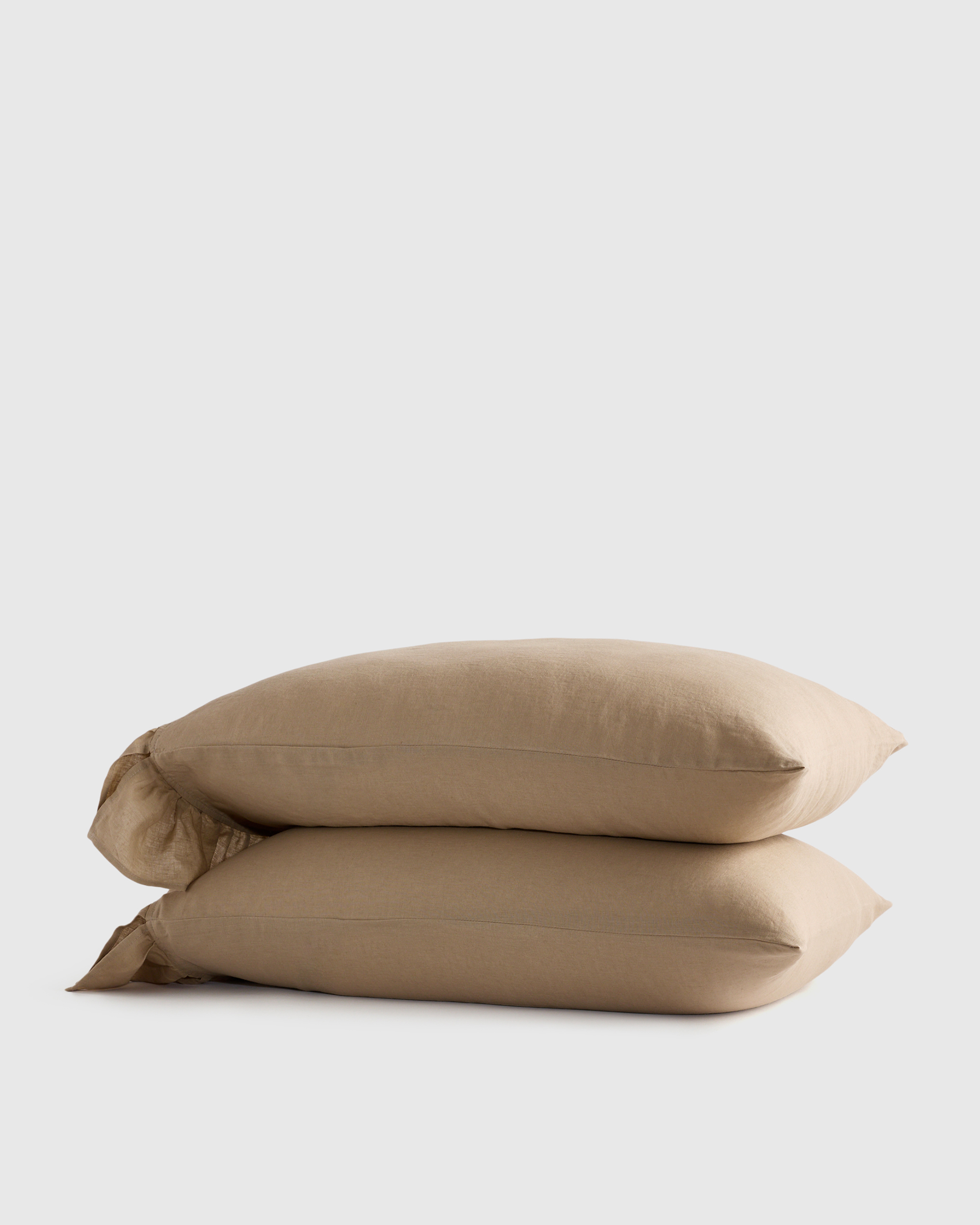 Toffee European Linen Ruffle Pillowcase Set