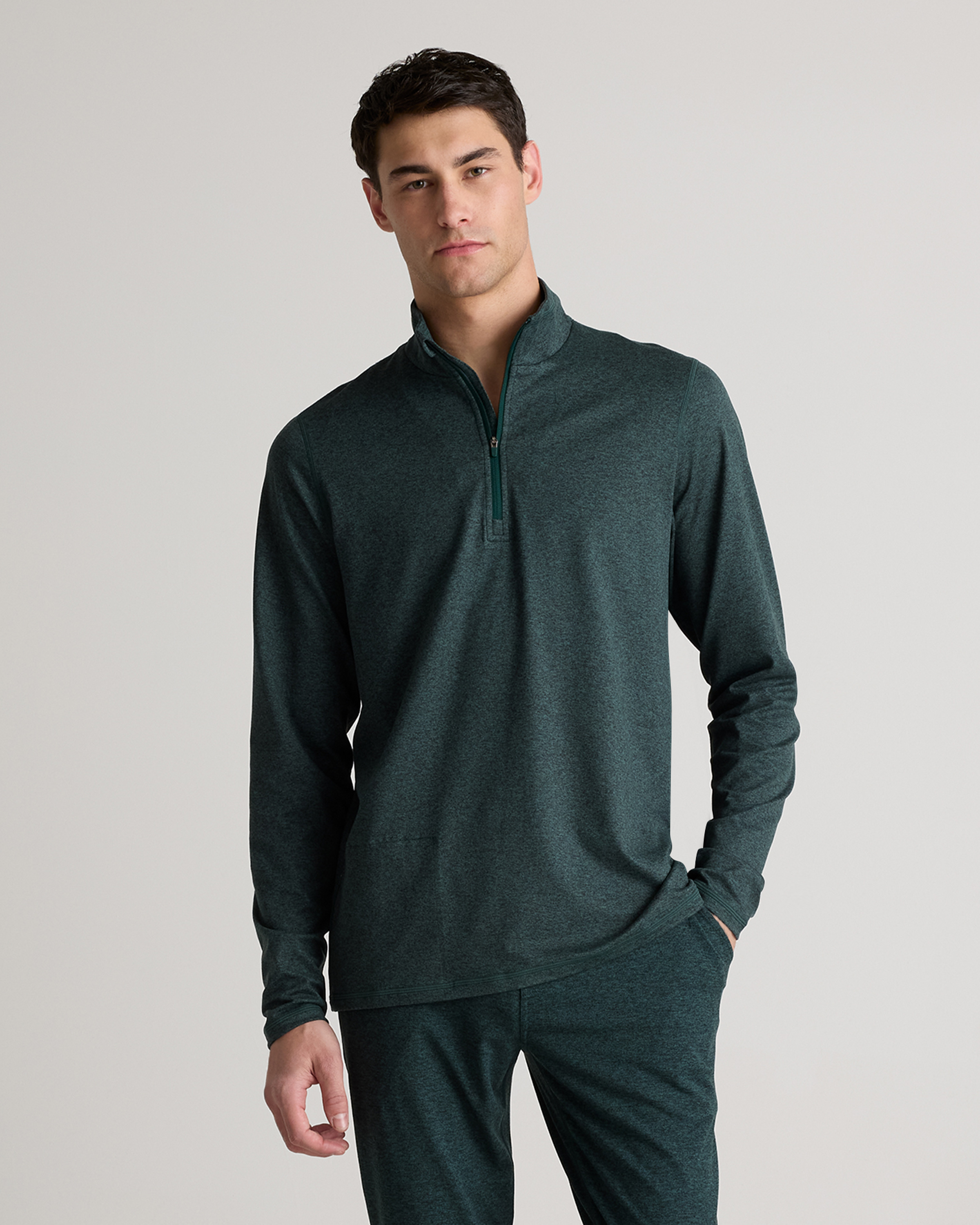 Heather Green Flowknit Performance Half-Zip