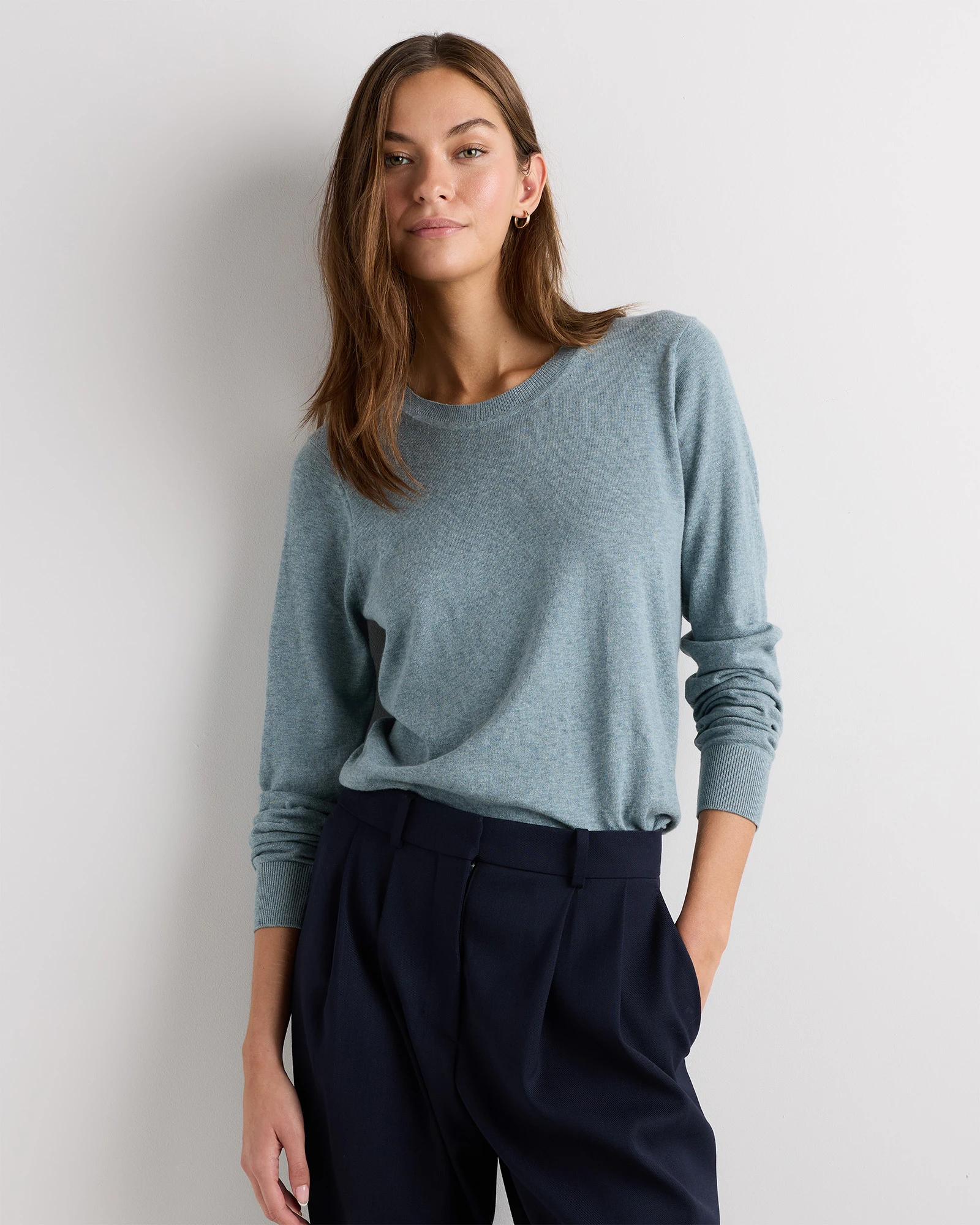 Lightweight Cotton Cashmere Crew Sweater