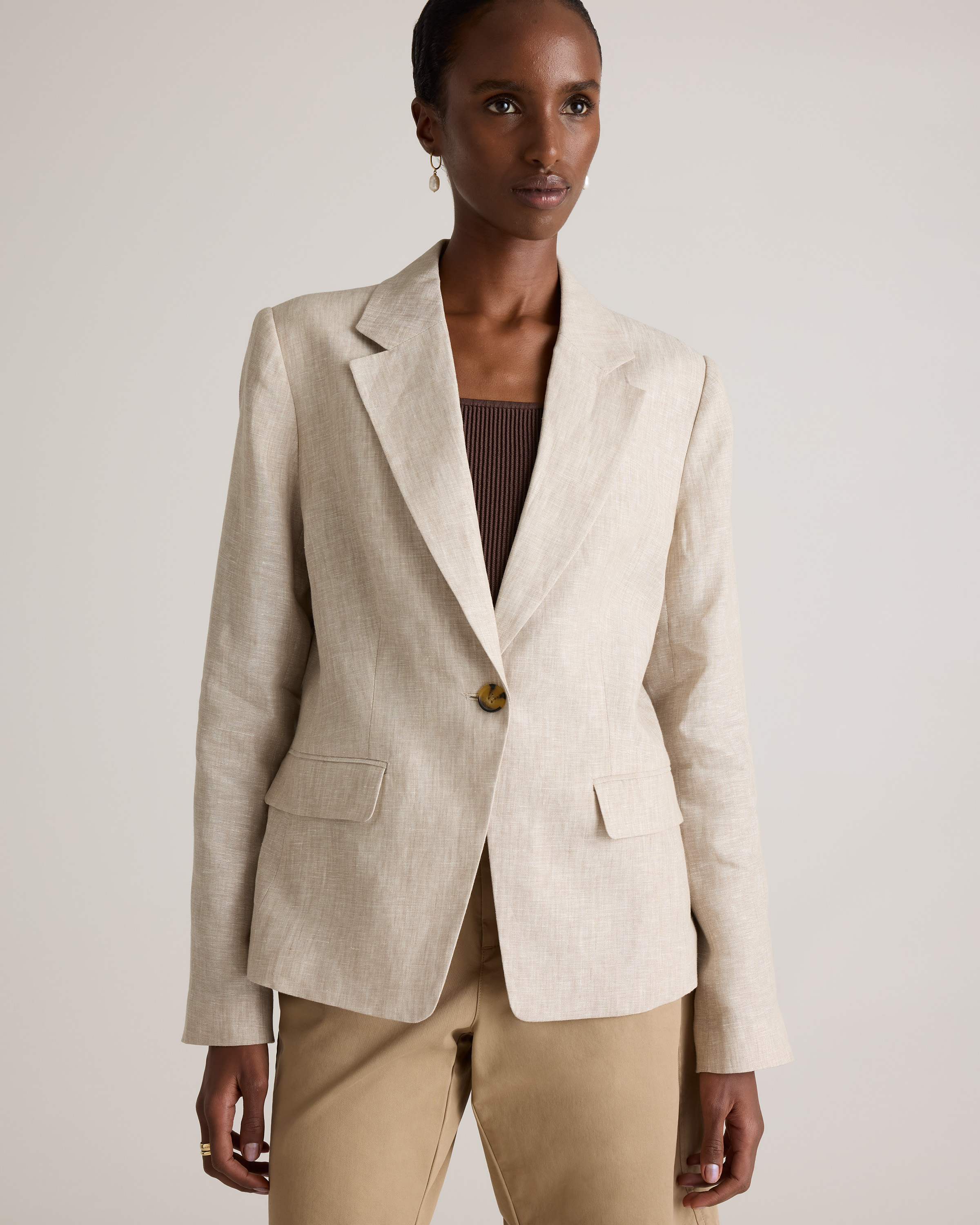 Women's 100% European Linen Structured Blazer in Flax, Size Xs by Quince