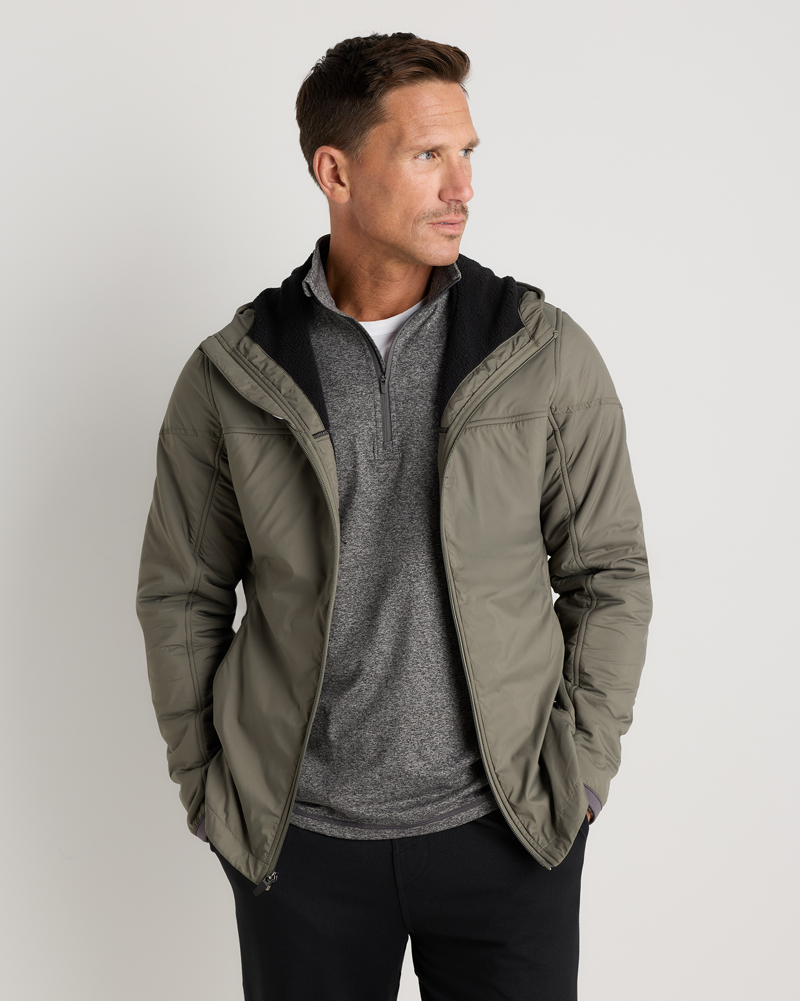 Faded Cargo Green Weatherproof Fleece-Lined Hooded Jacket
