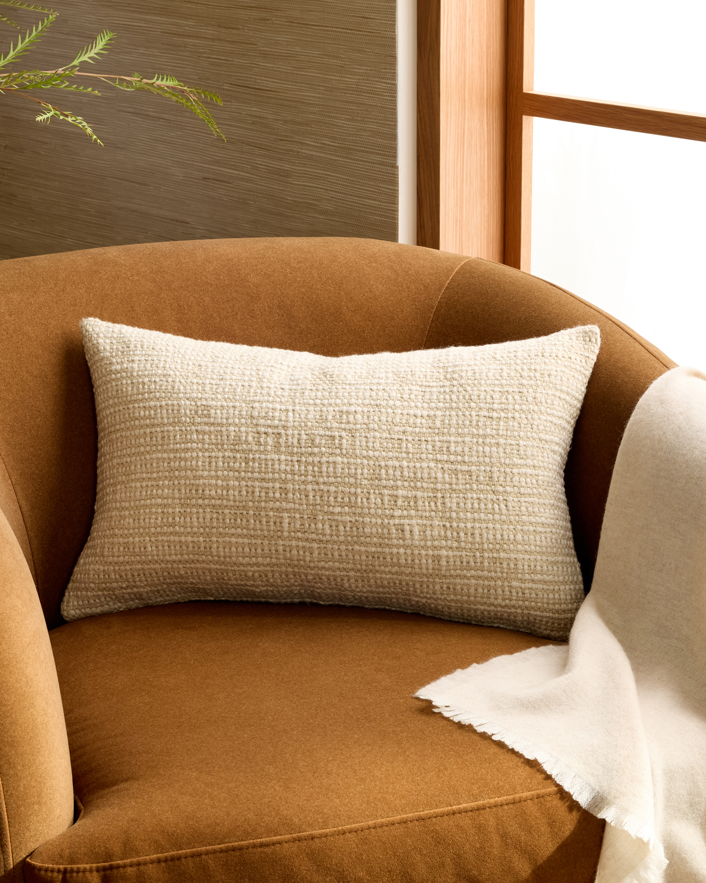 Wool Linen Textured Pillow Cover (Set of 2) - Ivory, 12x20