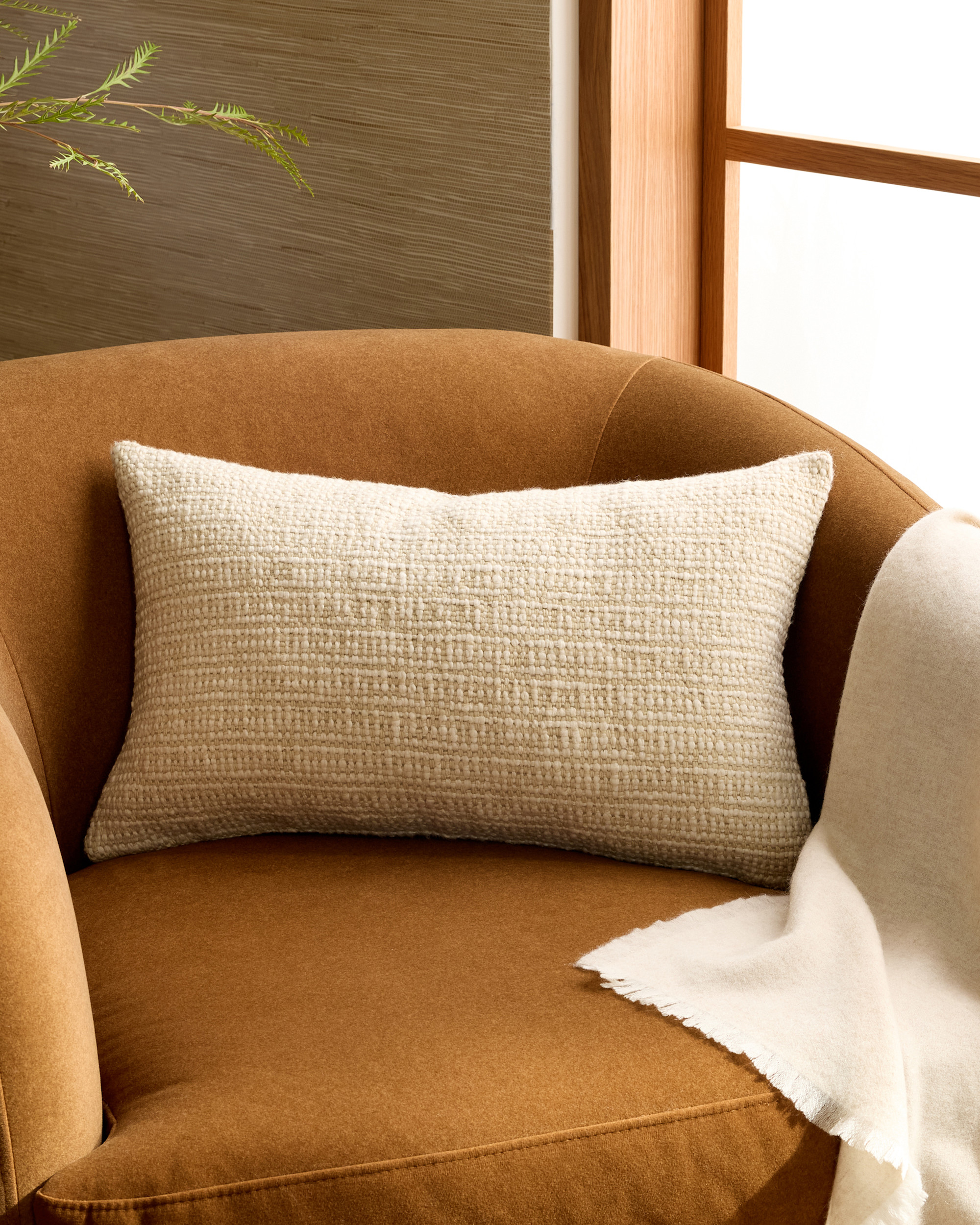 Wool Linen Textured Pillow Cover (Set of 2) - Ivory, 12x20
