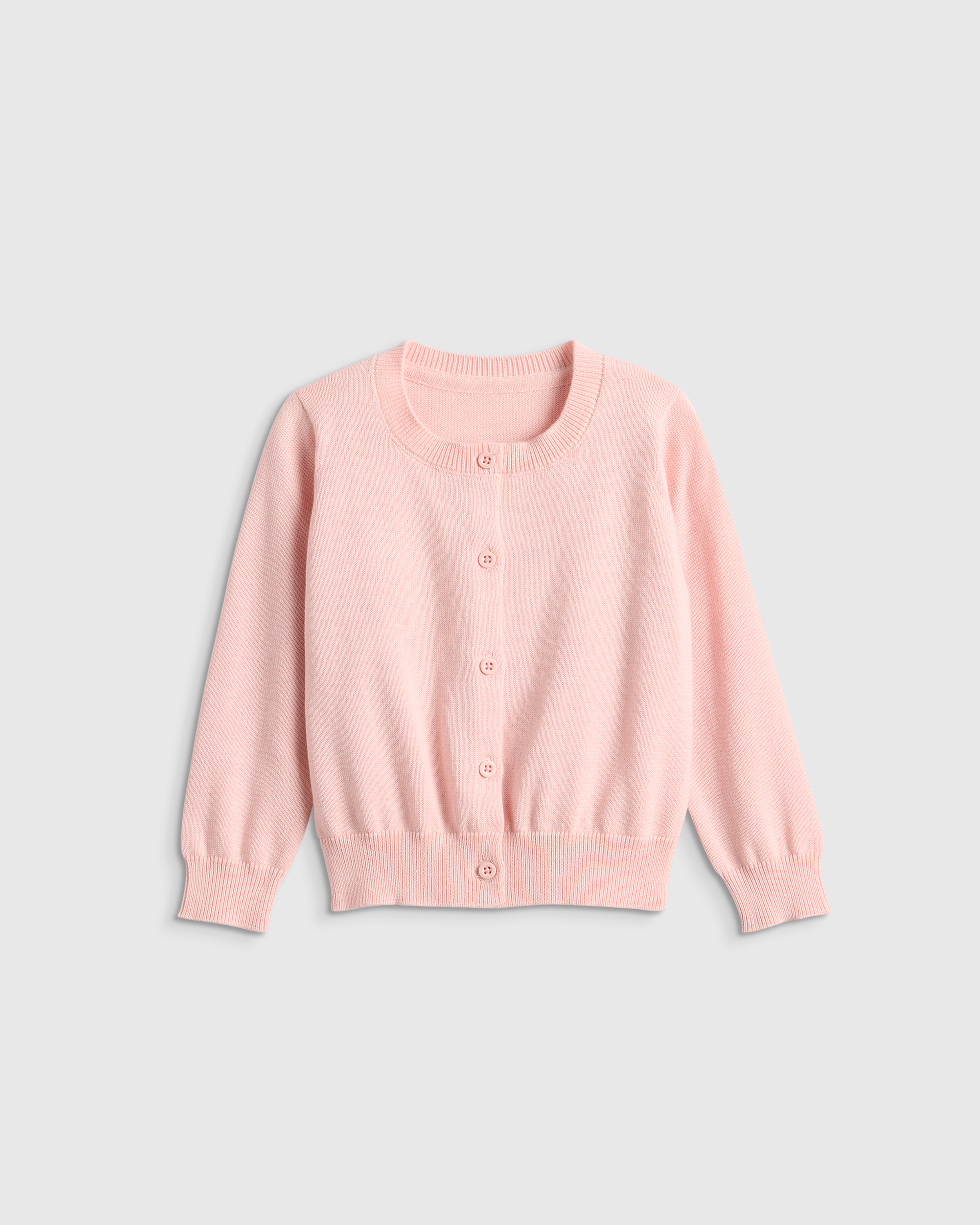 Quince Kids' Crewneck Cardigan Sweater In Pink