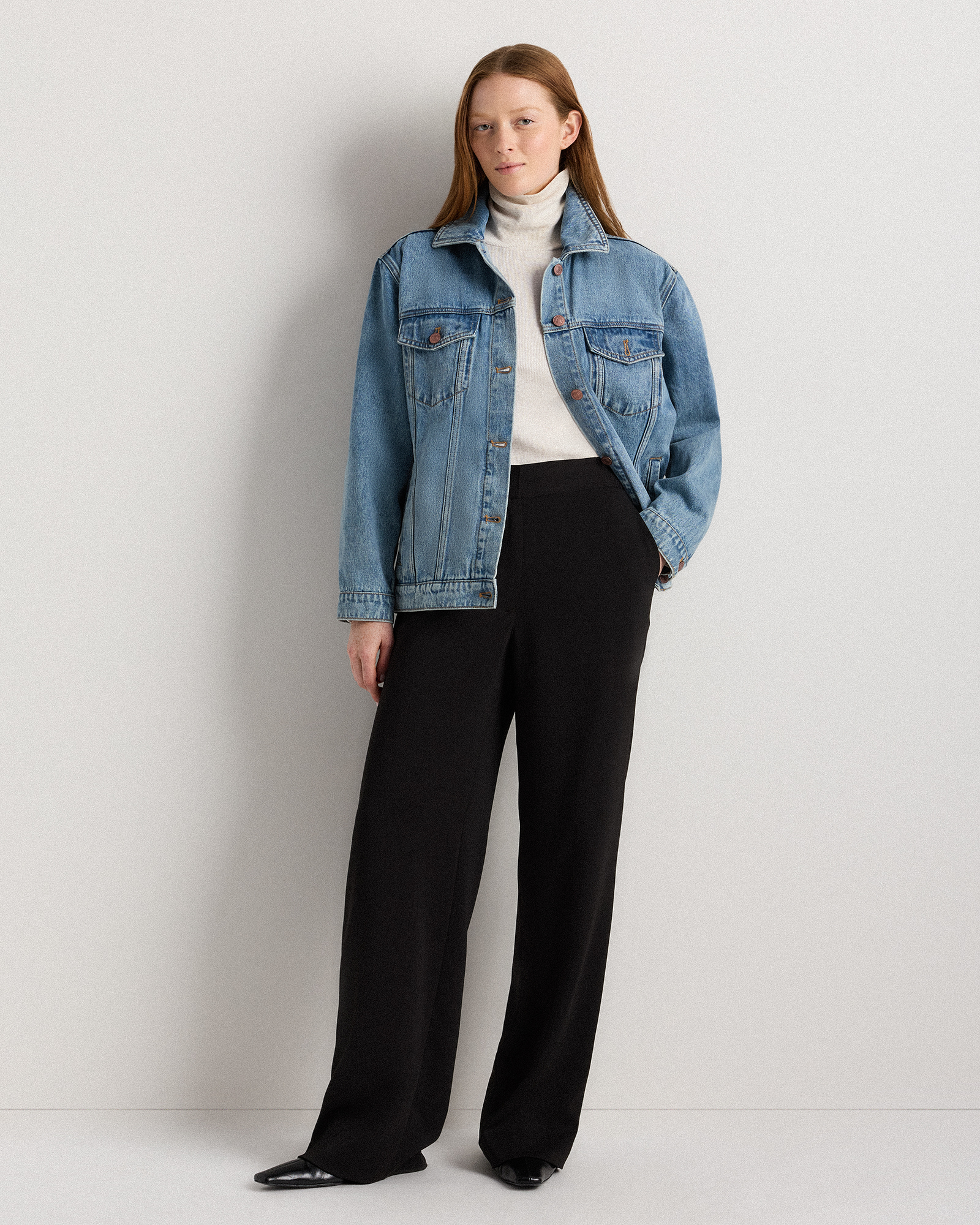 100% Organic Cotton Oversized Denim Jacket in Indigo Blue