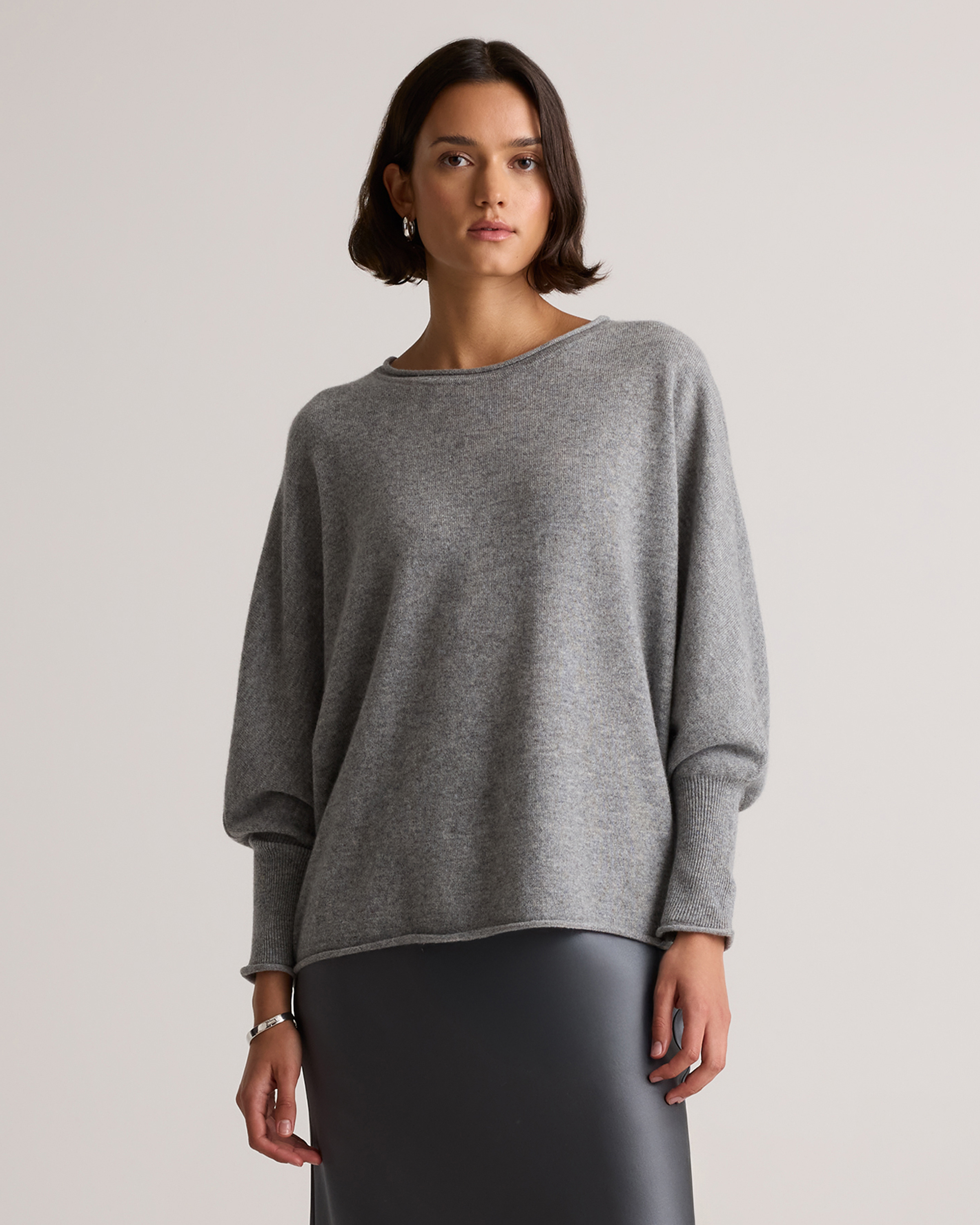 Heather Grey Mongolian Cashmere Batwing Sweater