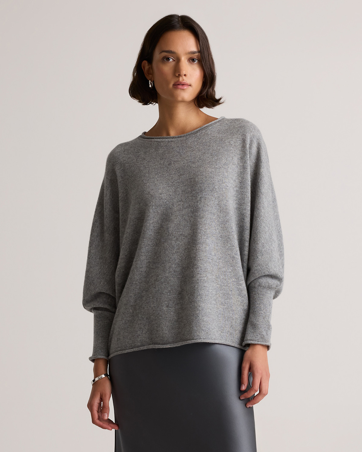 Cashmere Batwing Sweater | Quince in Heather Grey