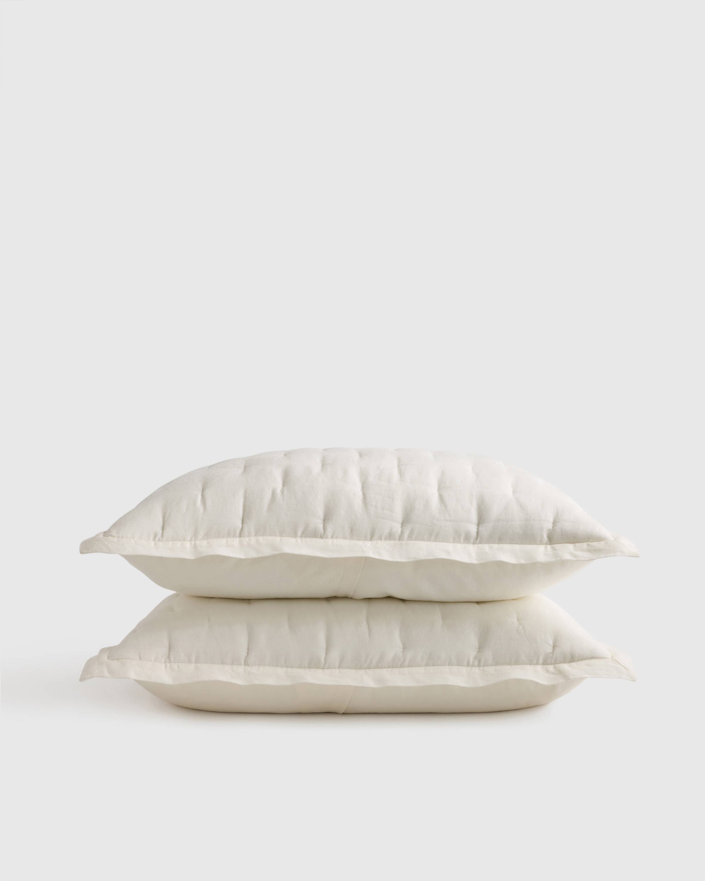 European Linen Dream Quilted Sham Set, Ivory, King