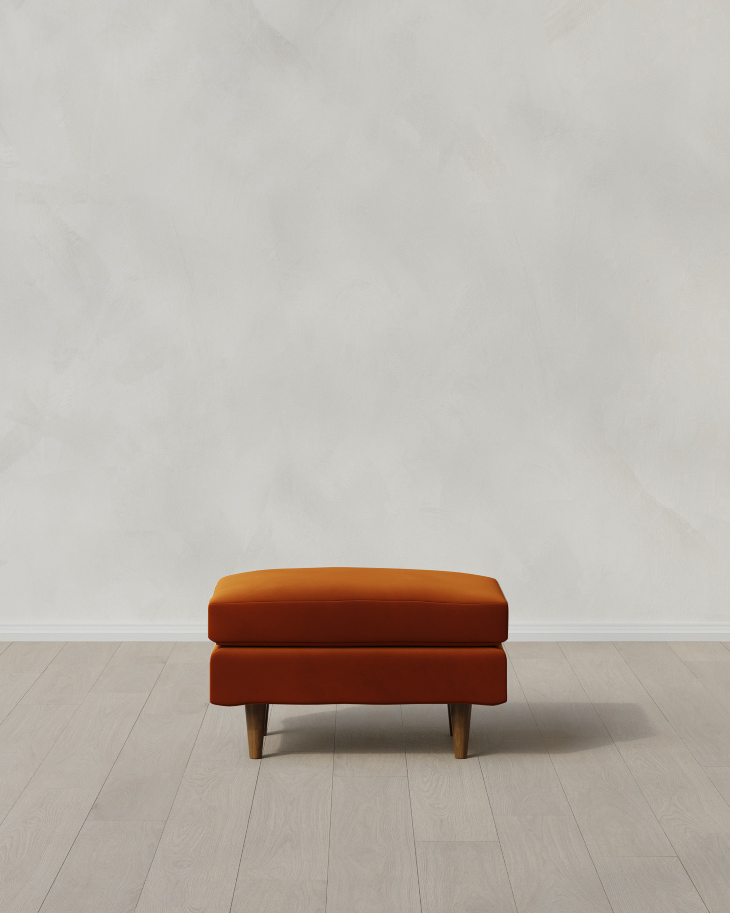 Rust Atlas Midcentury Ottoman in Performance Velvet
