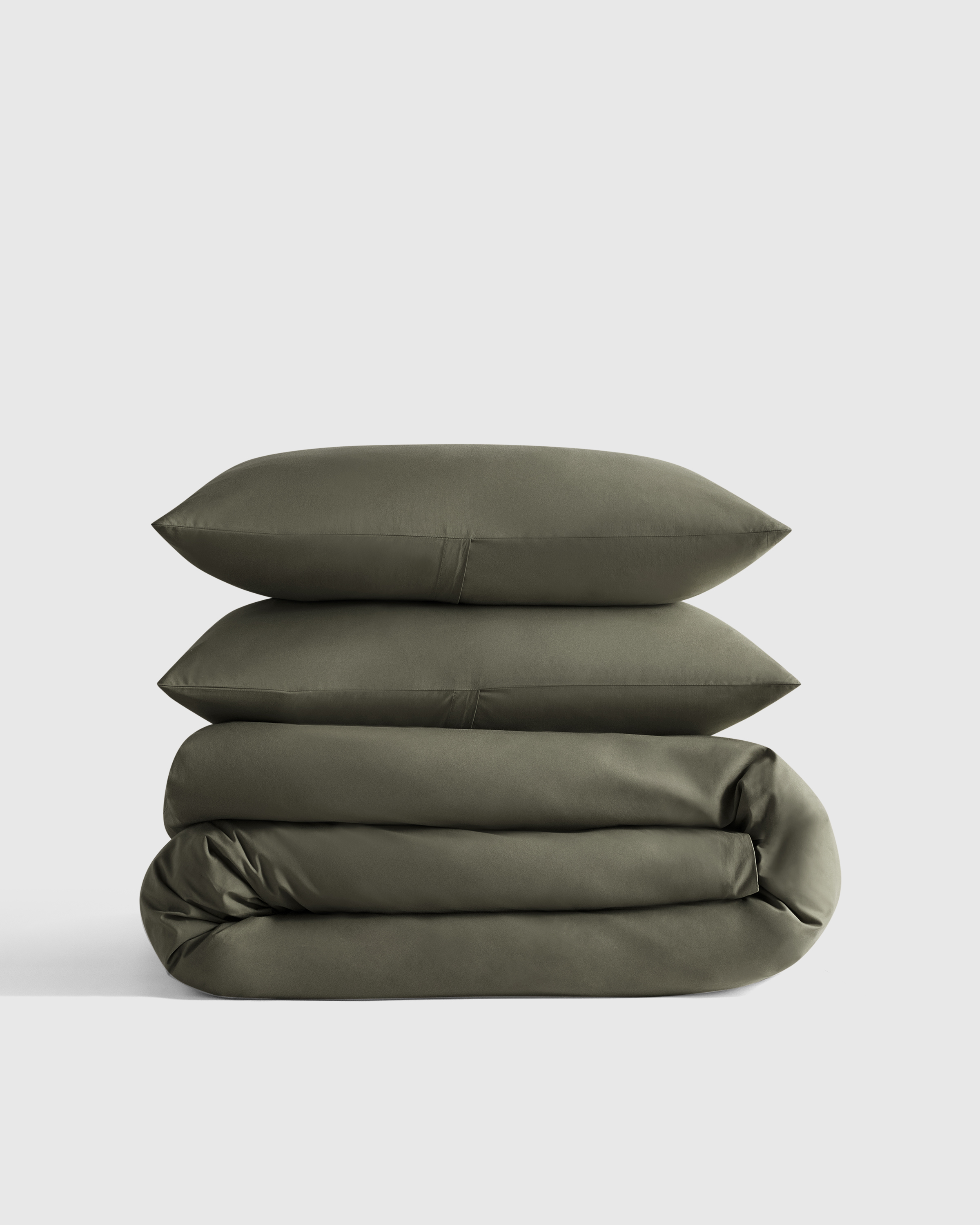 Classic Organic Percale Duvet Cover Set, Dusty Olive, Full/Queen