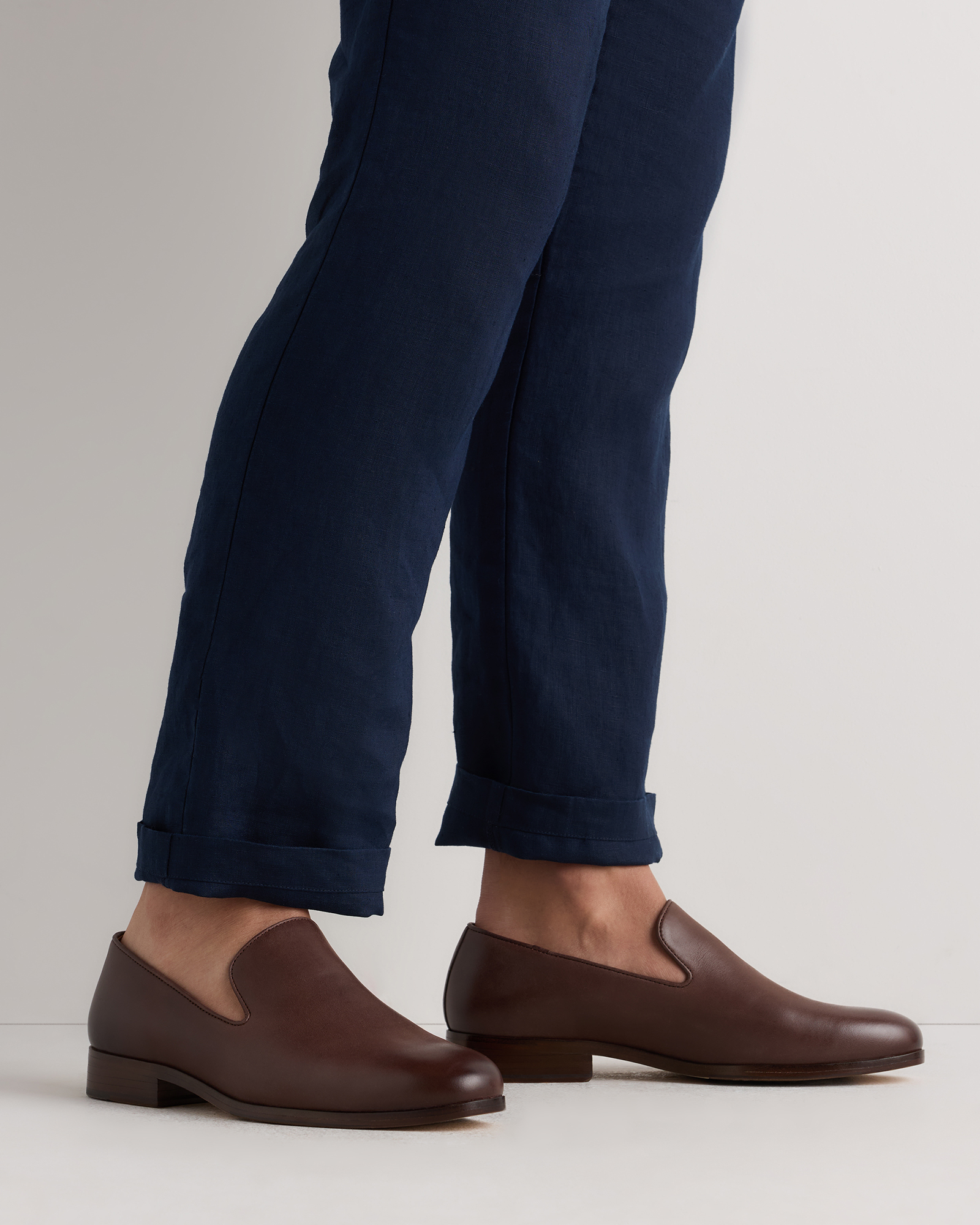 soft leather dress shoes men Crafted Slip-On Loafer in Brunette 100-and-over