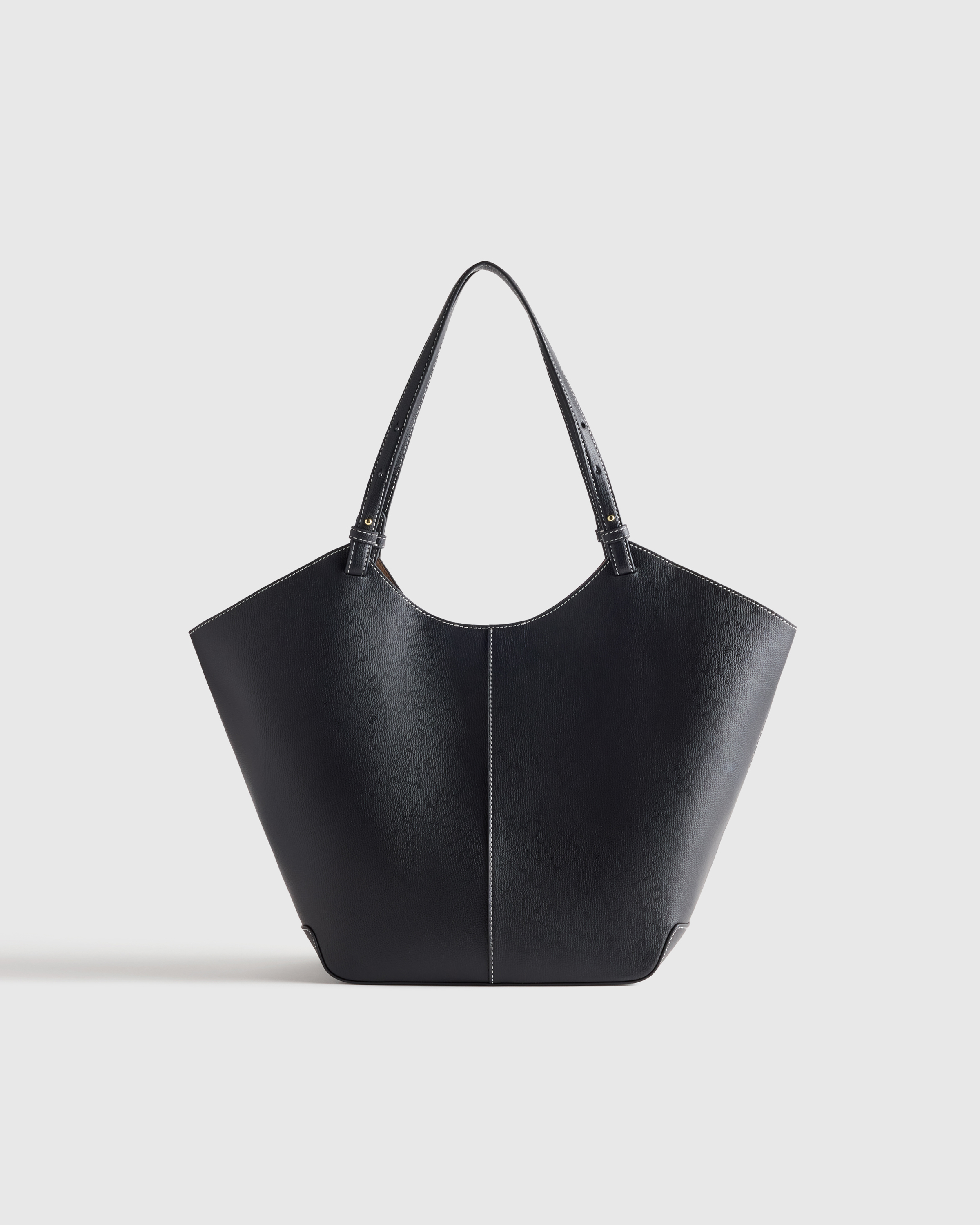 Black Italian Leather Trapeze Tote