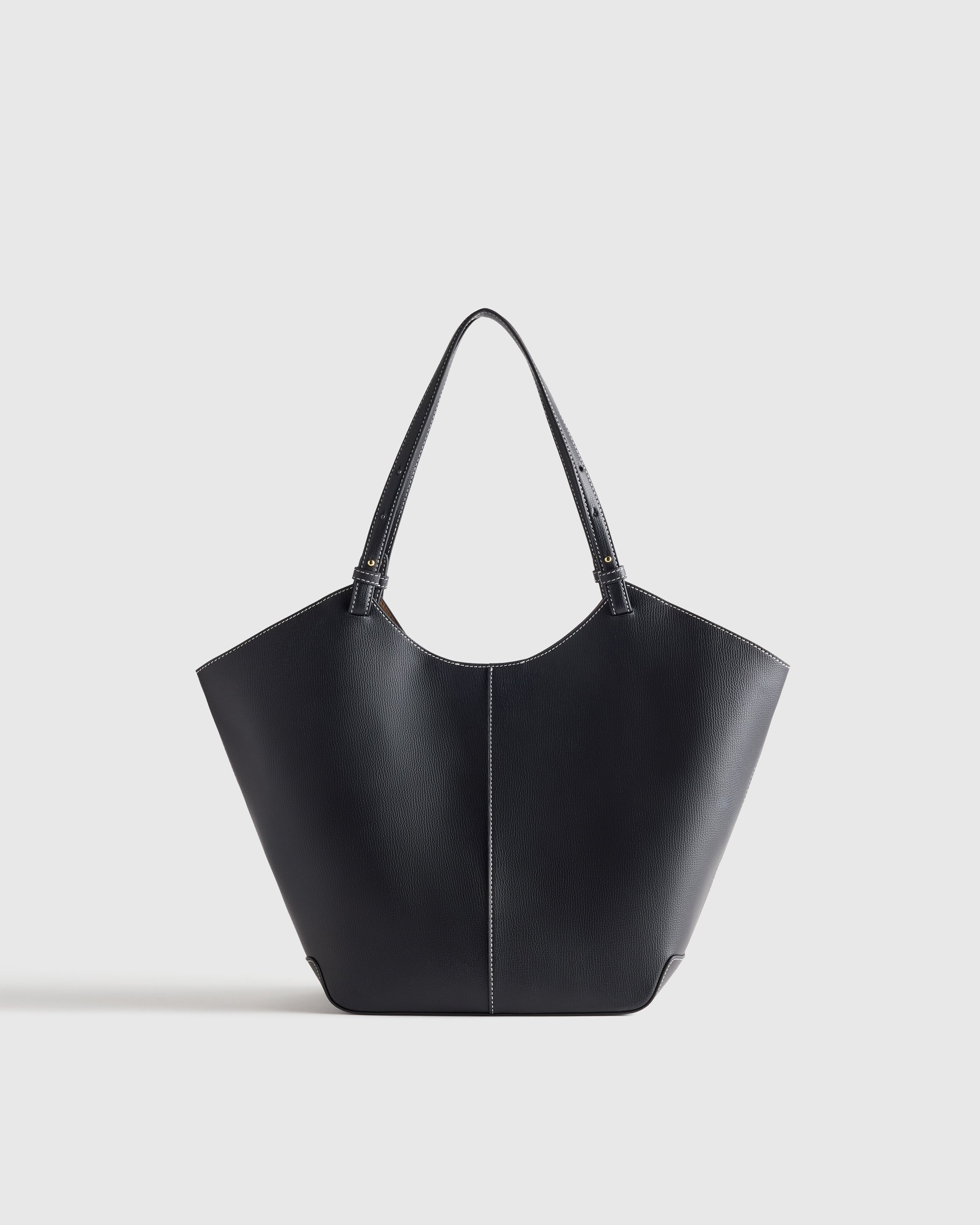 Black Italian Leather Trapeze Tote