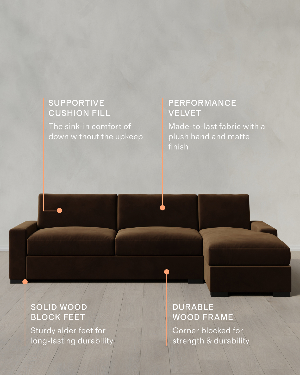 Stillman Performance Velvet Chaise Sectional - Thumbnail 4