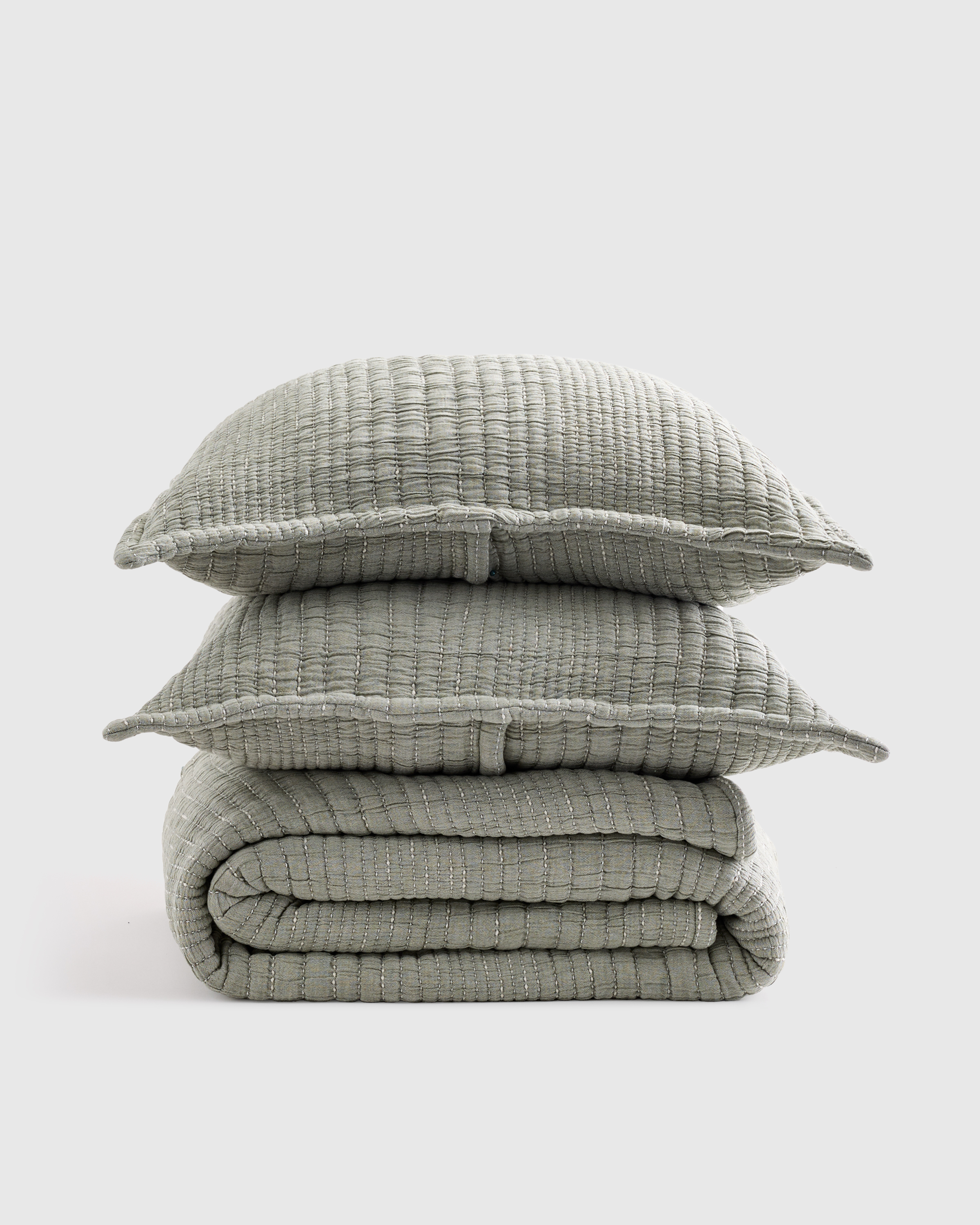 Green DO NOT USE - Organic Cotton Channel Stitch Coverlet Set