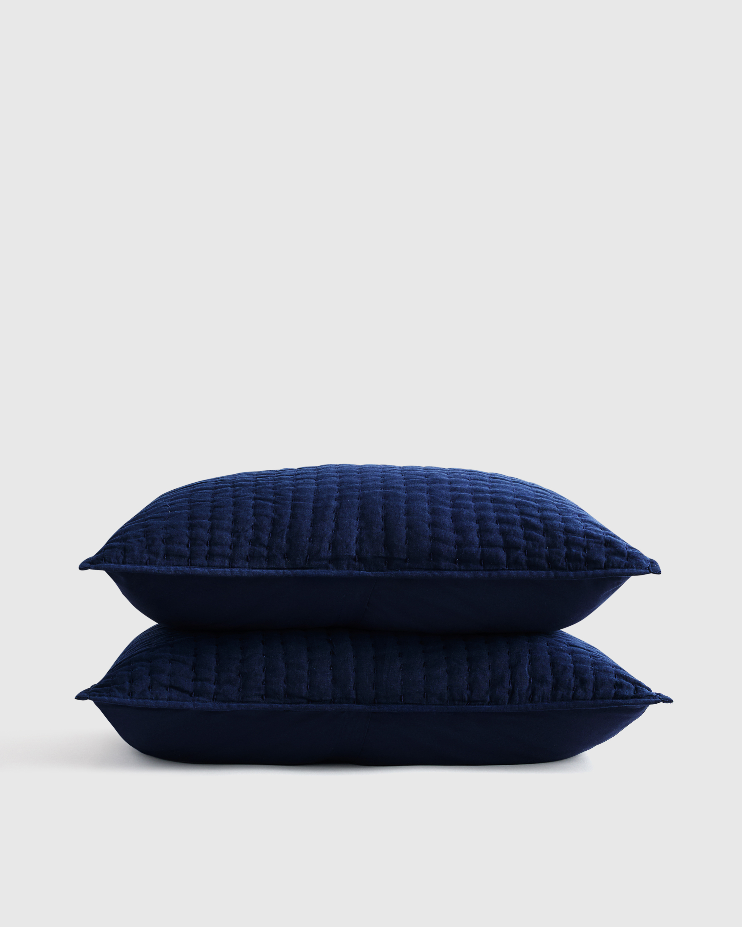 quince european linen cotton stitch sham set, standard, navy