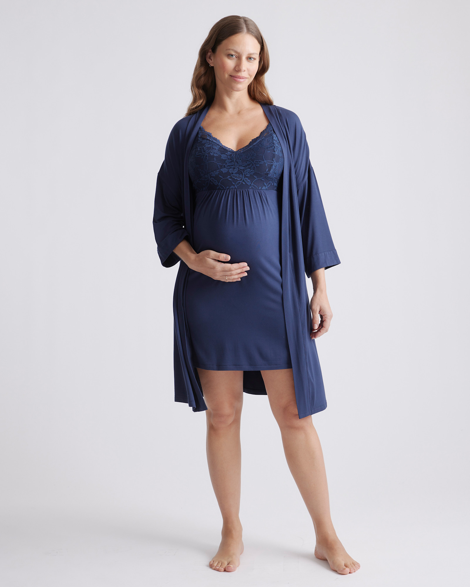 Bamboo Jersey Maternity Nursing Nightgown and Robe Set