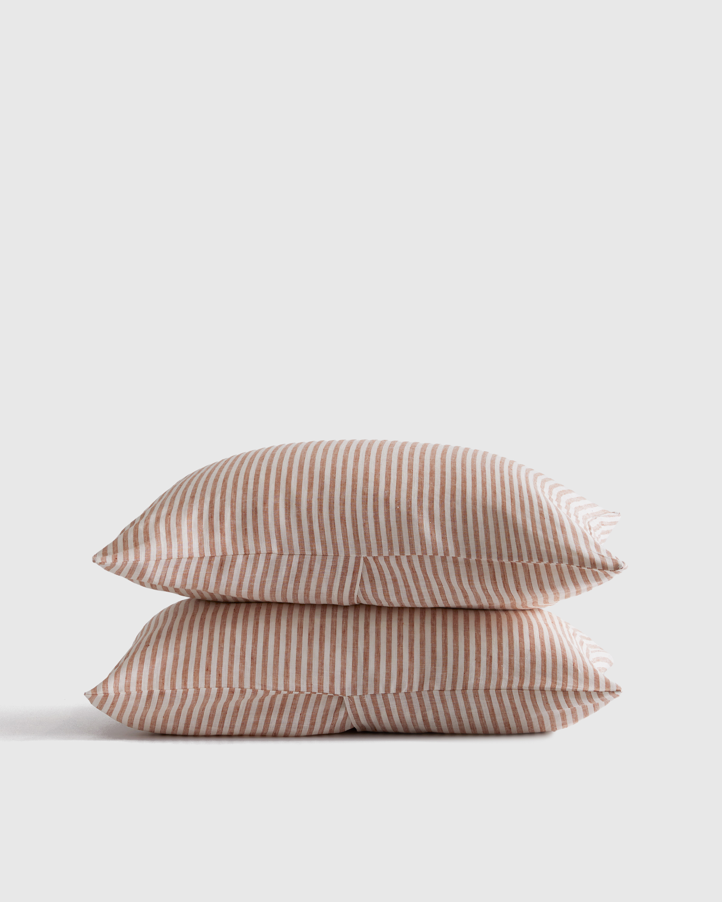 Terracotta/White Stripe European Linen Stripe Sham Set