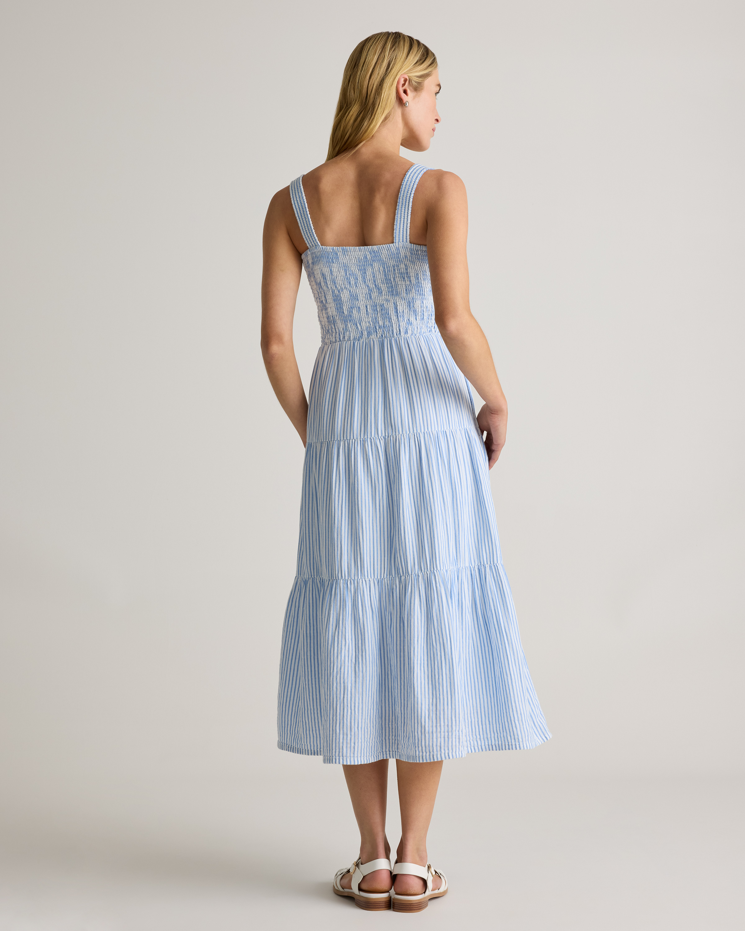 blue and white stripe sleeveless cotton poplin kenzo dress The Tank Dress