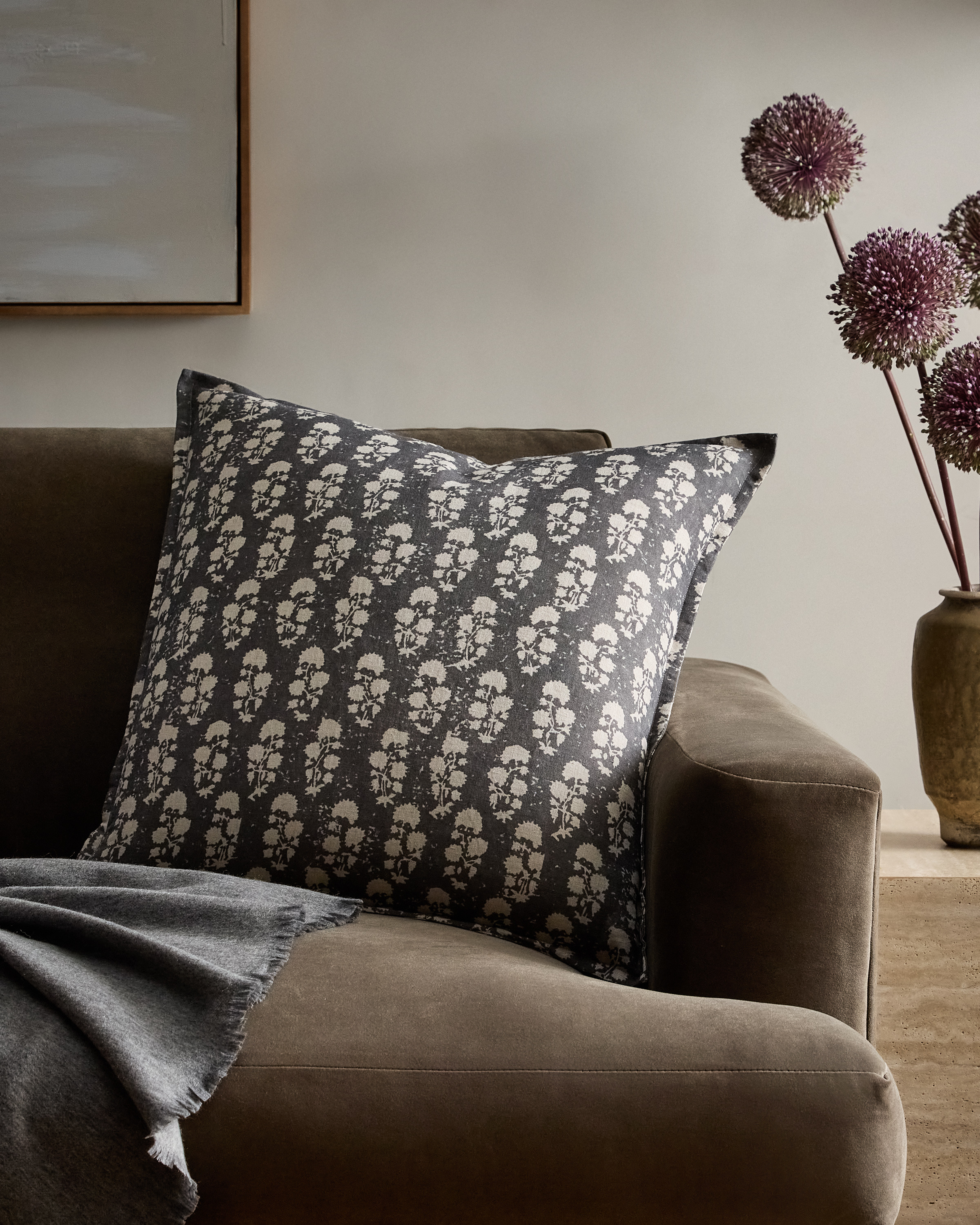 Cotton Linen Block Print Pillow Cover - thumbnail 2