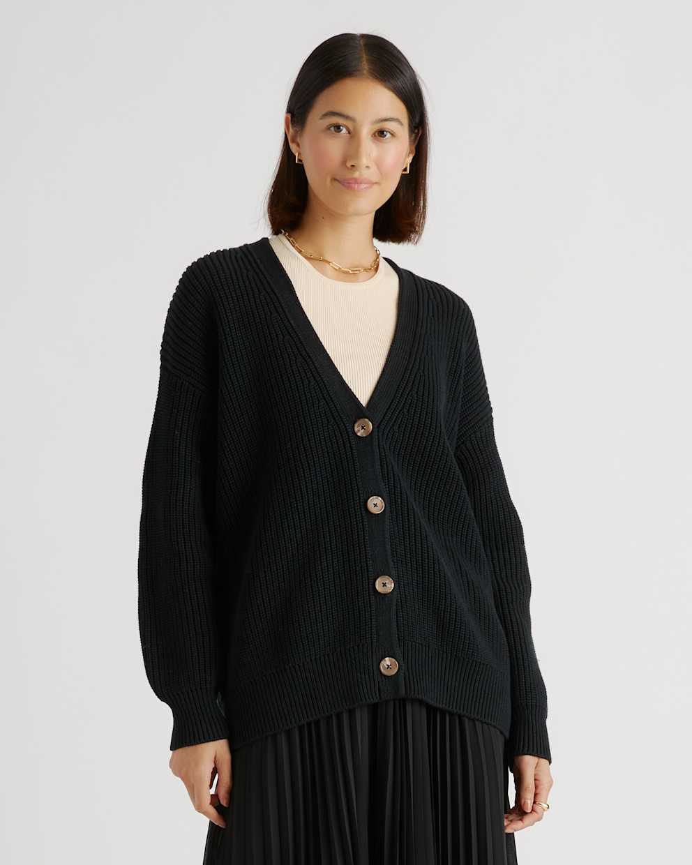100 Organic Cotton Oversized Boyfriend Cardigan