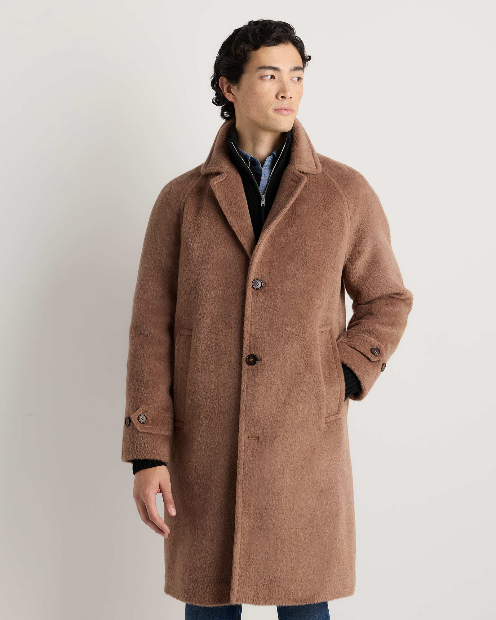 Rustic Brown Alpaca-Wool Overcoat