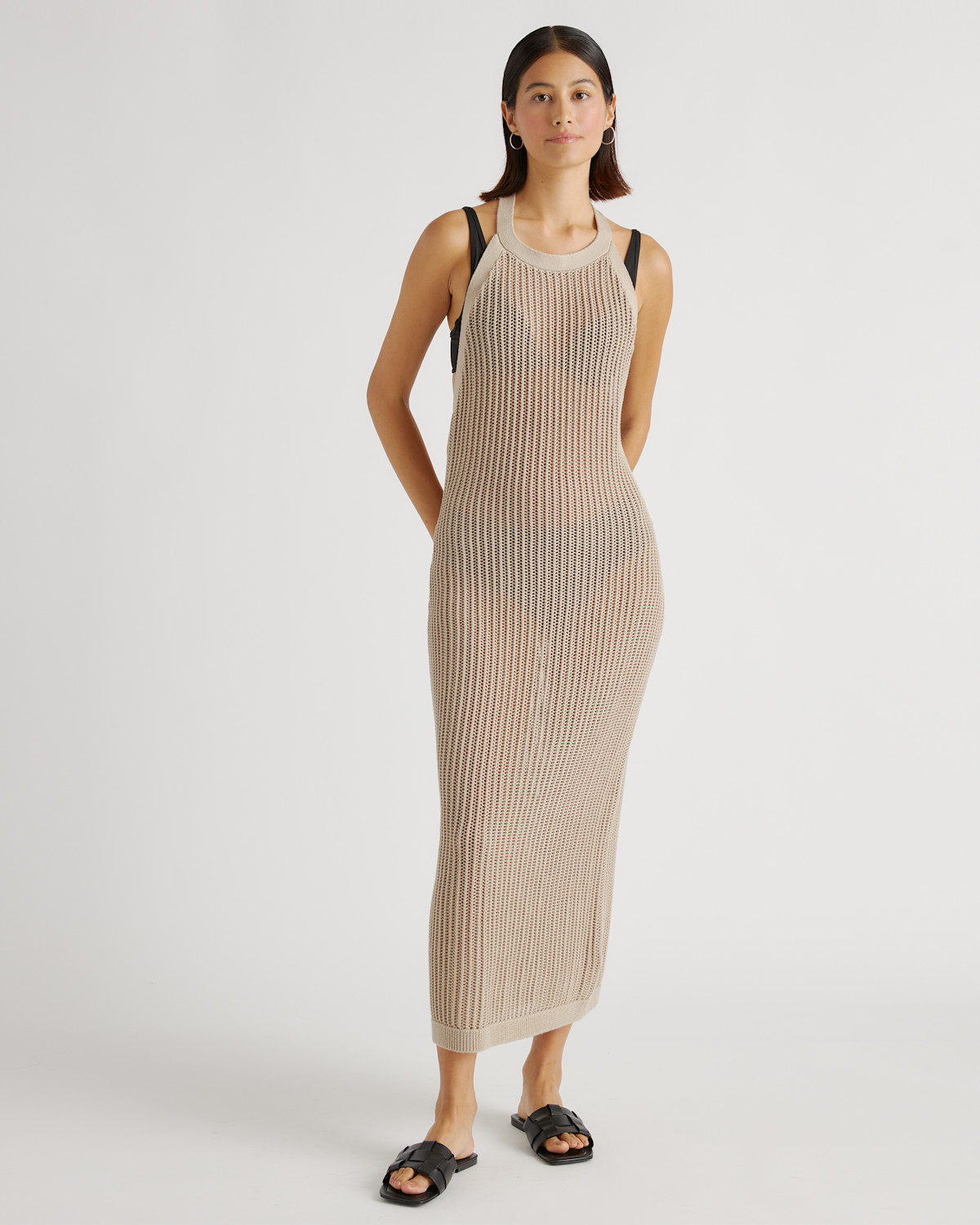 100% Organic Cotton Open-Knit Cover-Up Maxi Dress