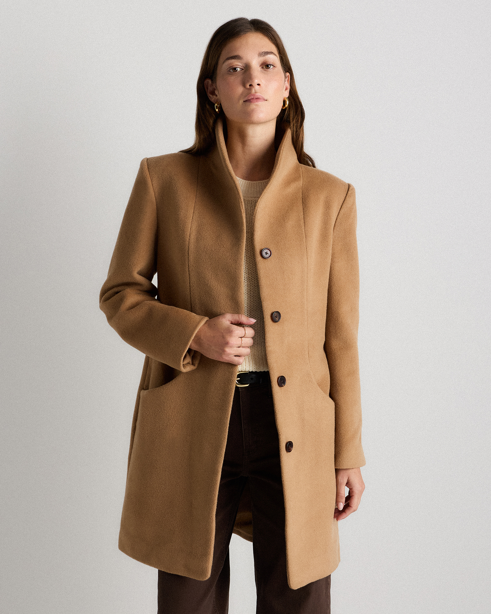 Caramel Wool Cashmere Cocoon Coat