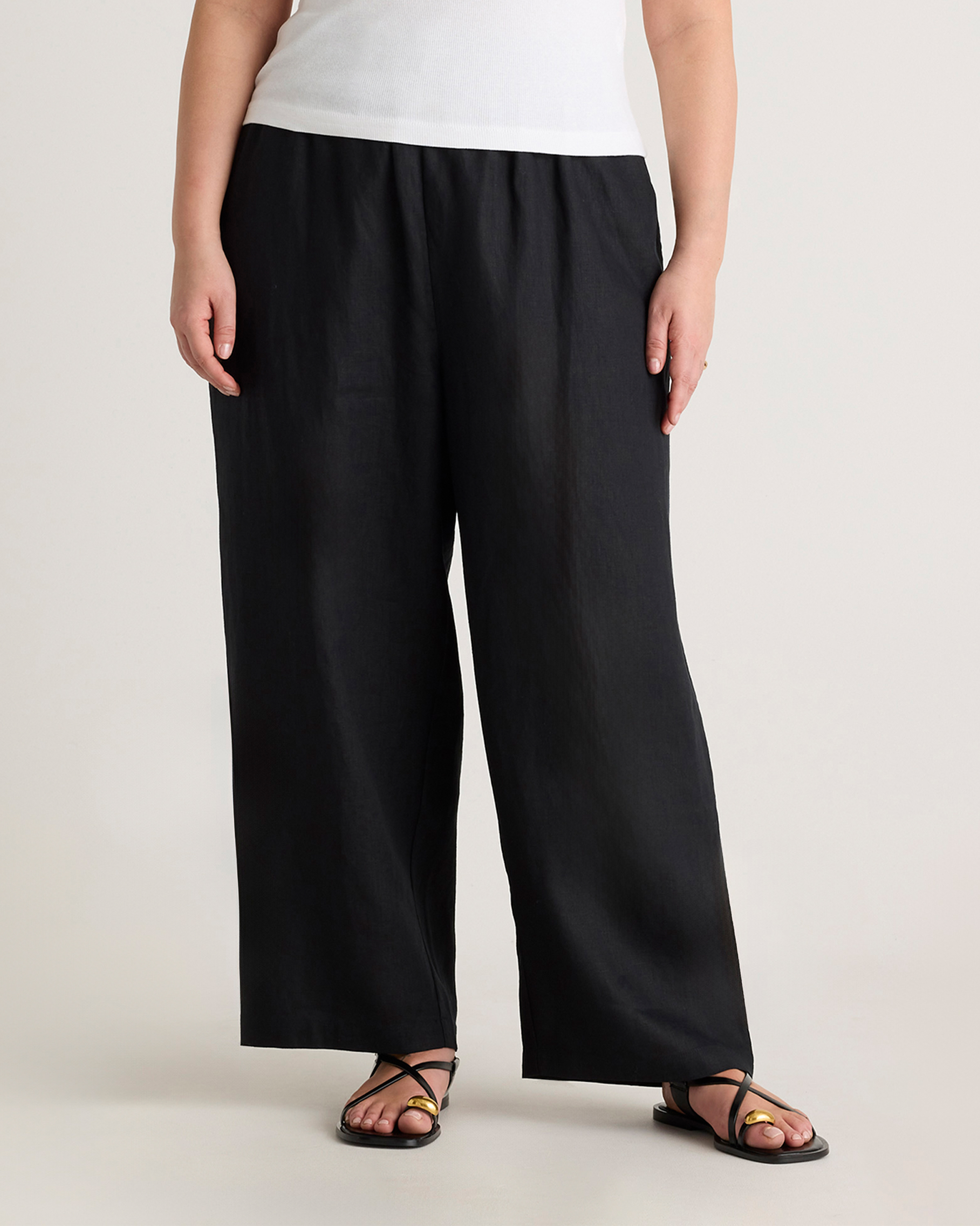 Black 100% European Linen Pants