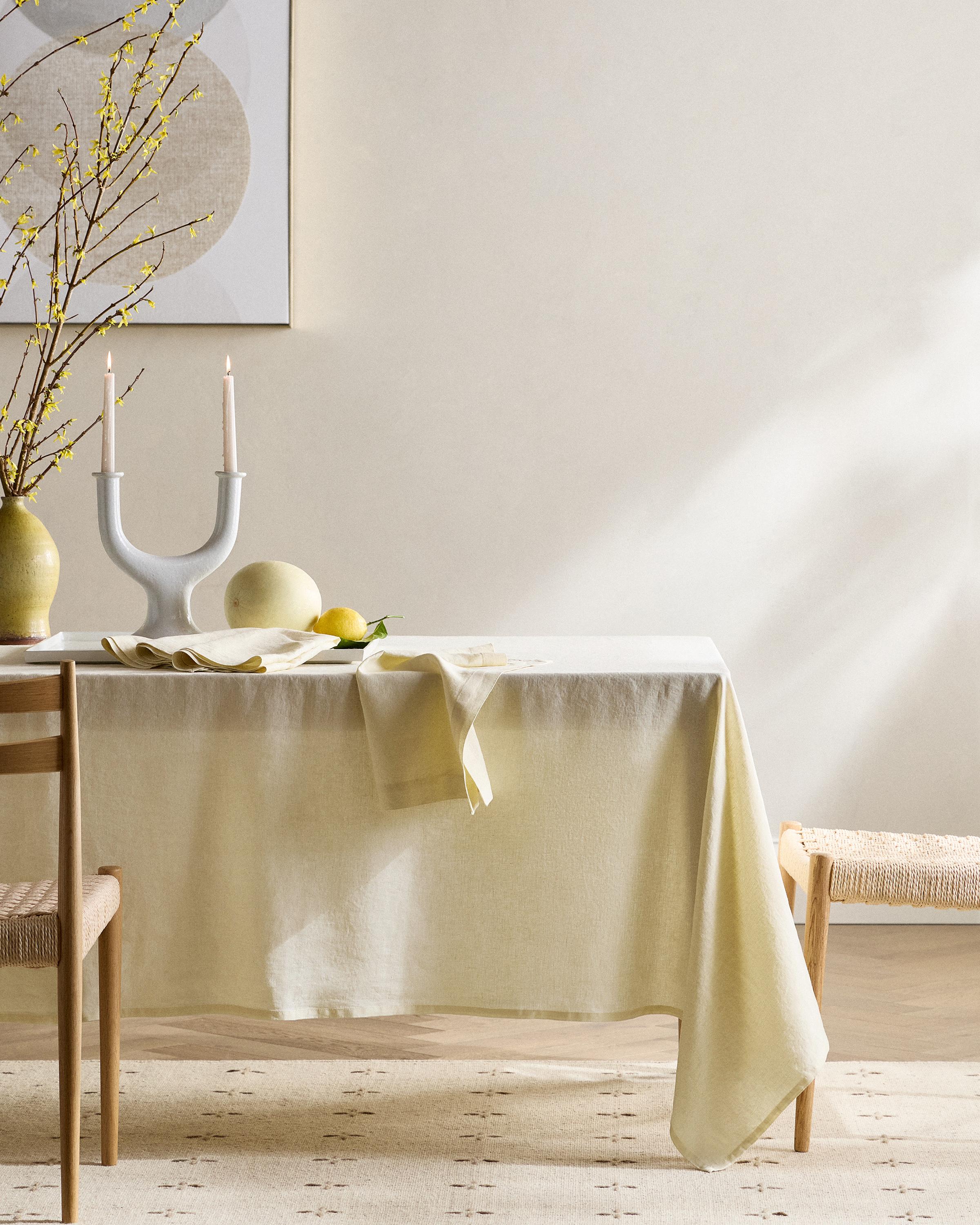 Butter Yellow European Linen Tablecloth