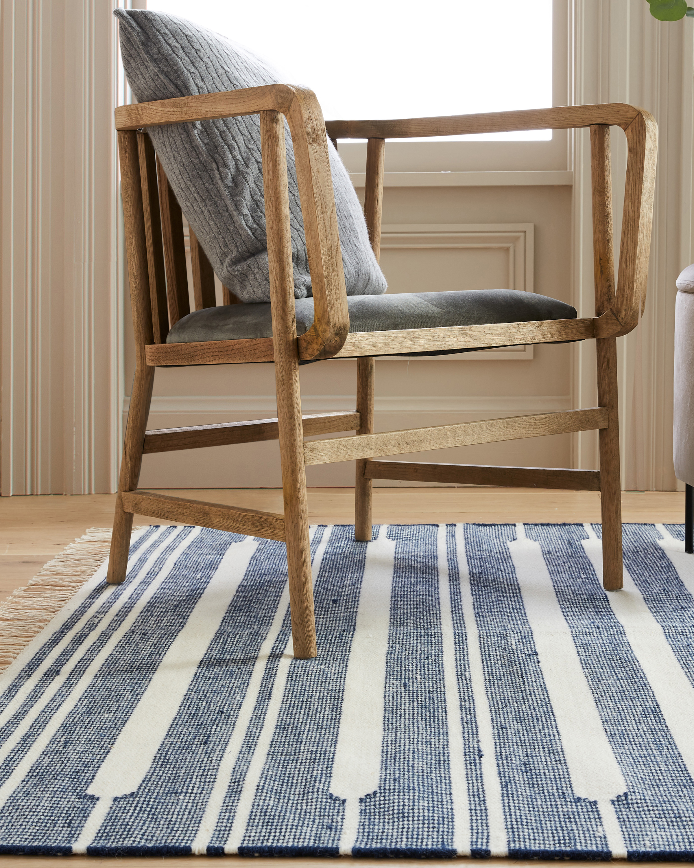 Beck Stripe Wool Kilim Rug - Thumbnail 5